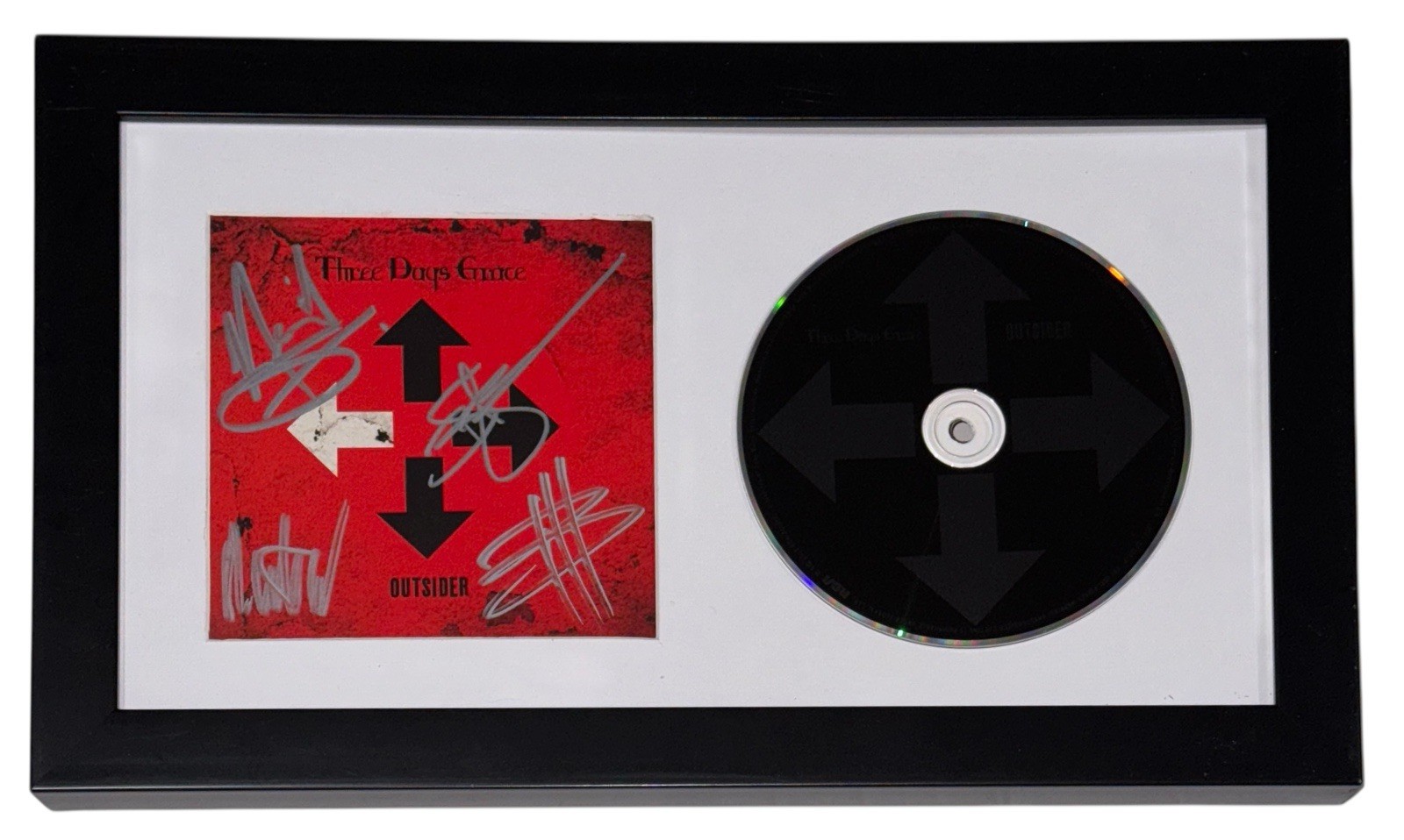 Three Days Grace Signed Autograph Outsider CD Framed Display Full Band COA