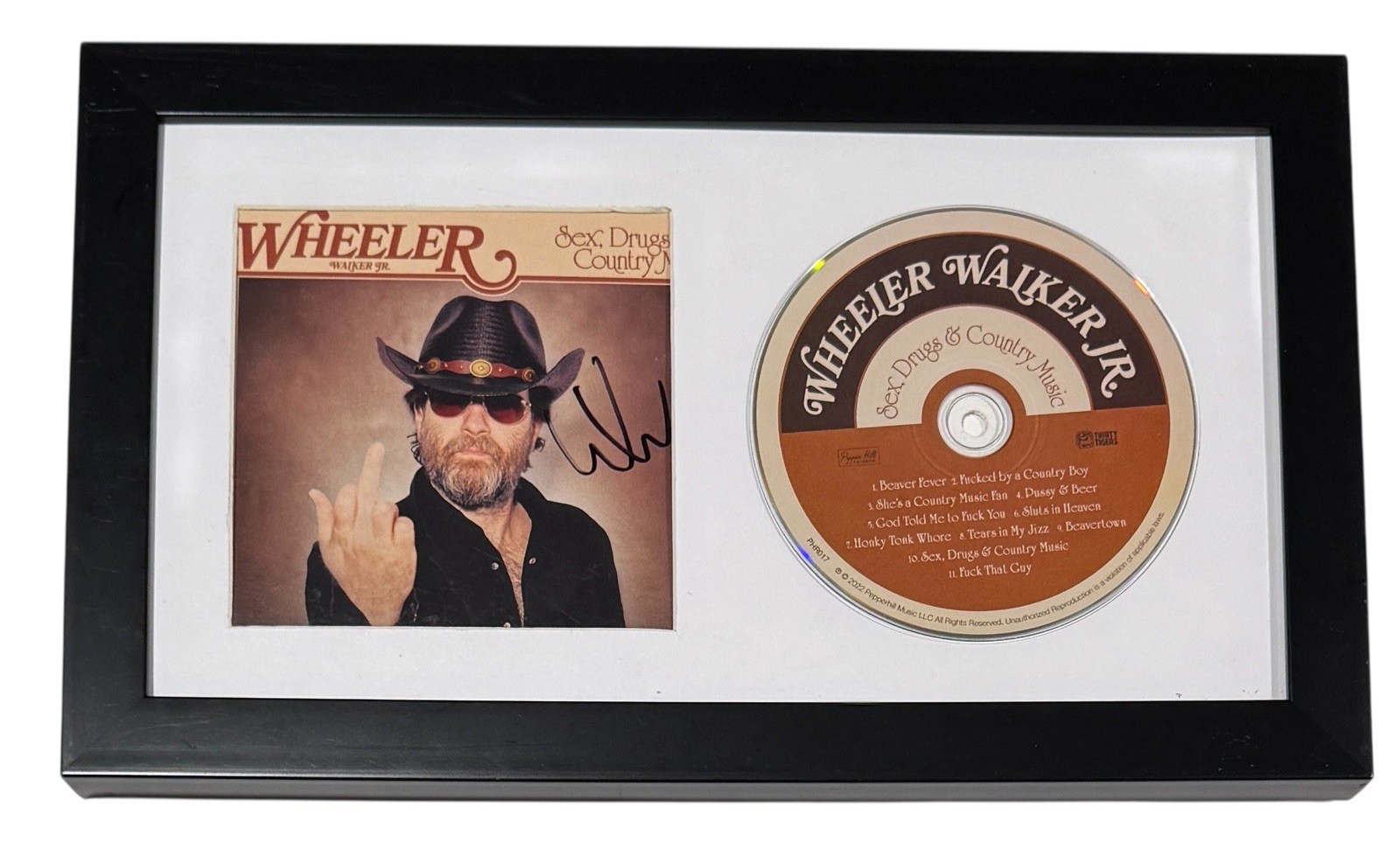 Wheeler Walker Jr. Signed Autograph Sex, Drugs & Country Music CD Framed Beckett