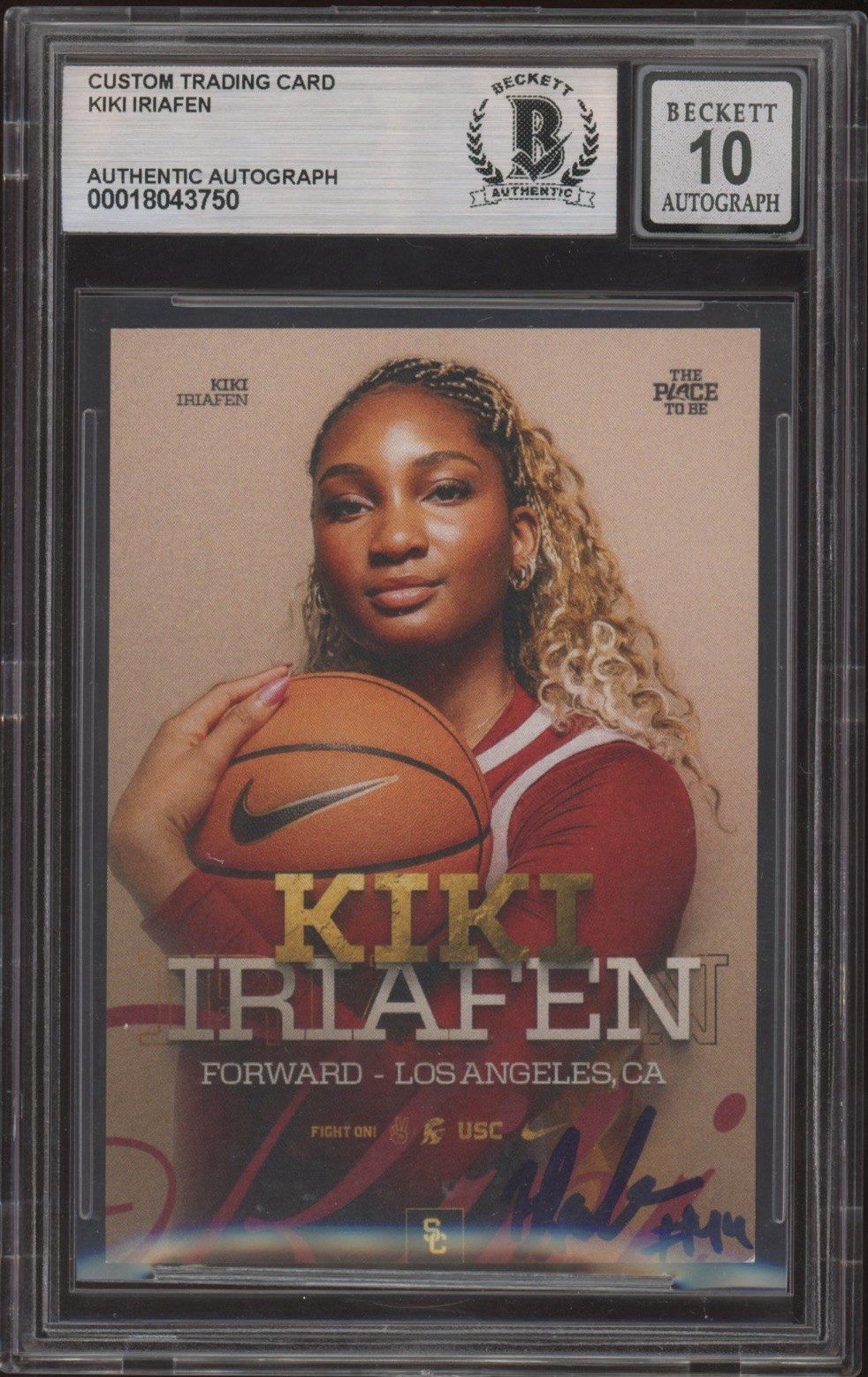Kiki Iriafen Signed Official USC TROJANS Rookie Card #44 SGA BECKETT BAS 10 AUTO
