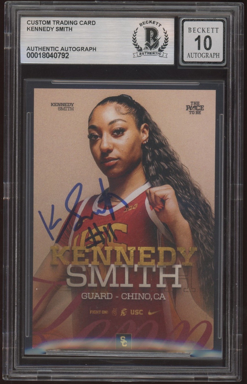 Kennedy Smith Signed Official USC TROJANS Rookie Card #11 BECKETT BAS 10 AUTO