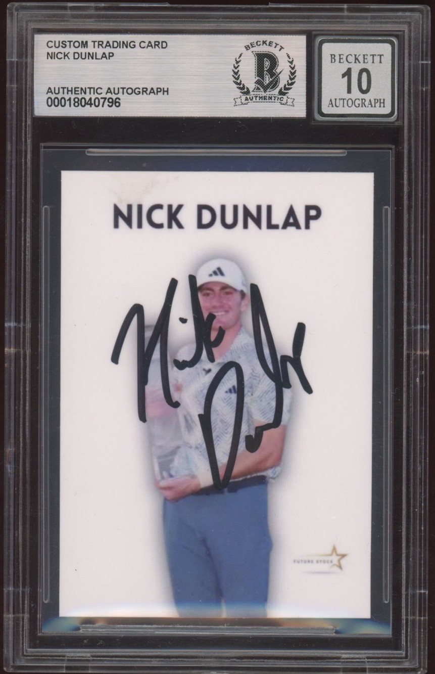2024 Future Stock Nick Dunlap Signed Rookie /100 BECKETT 10 AUTO PGA AMEX CHAMP