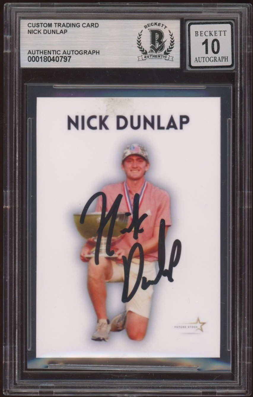 2021 Future Stock Nick Dunlap Signed Rookie /100 BECKETT 10 AUTO US Open Amateur