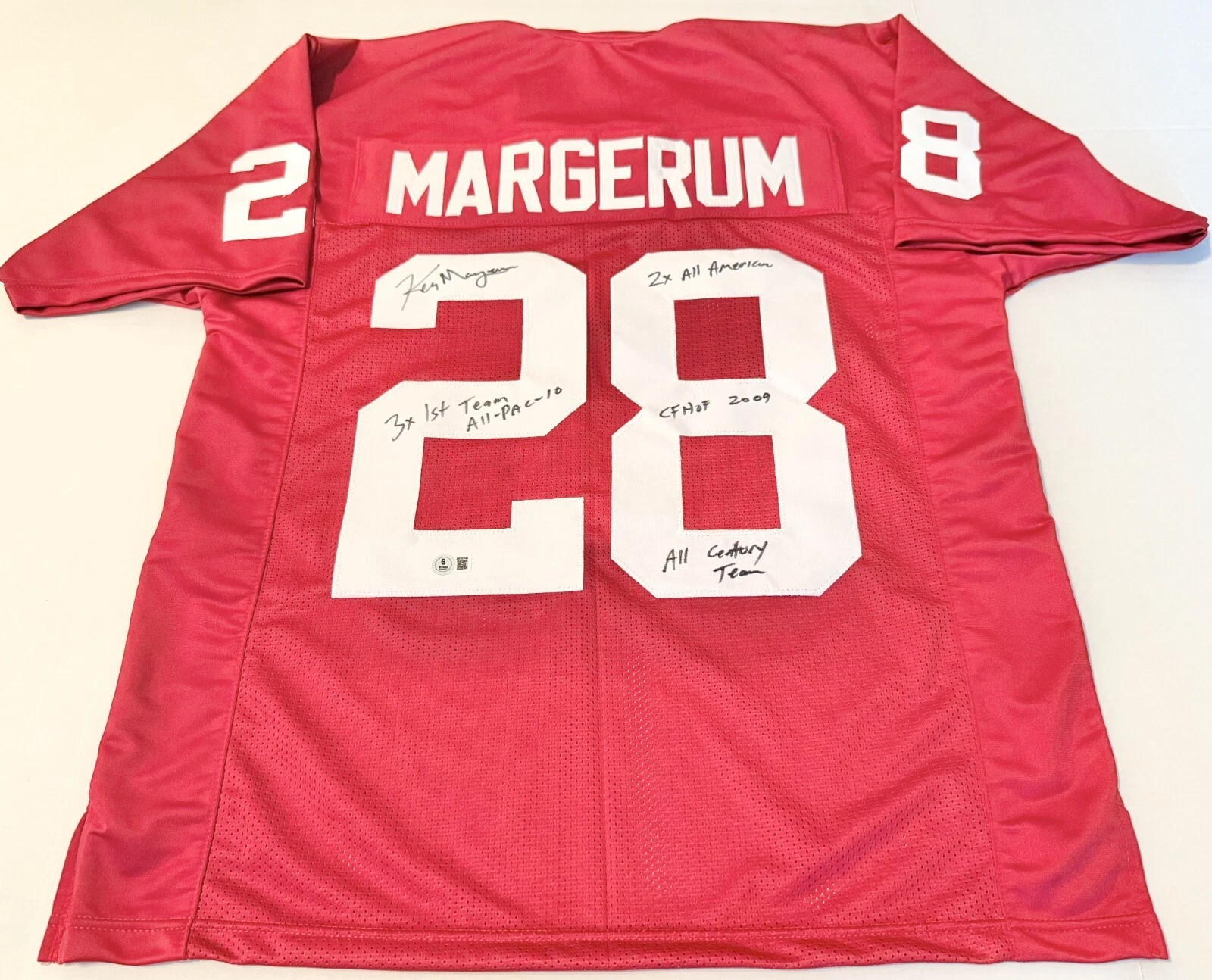 Ken Margerum Stanford Cardinal signed Custom jersey 4 Inscrips Beckett Witnessed