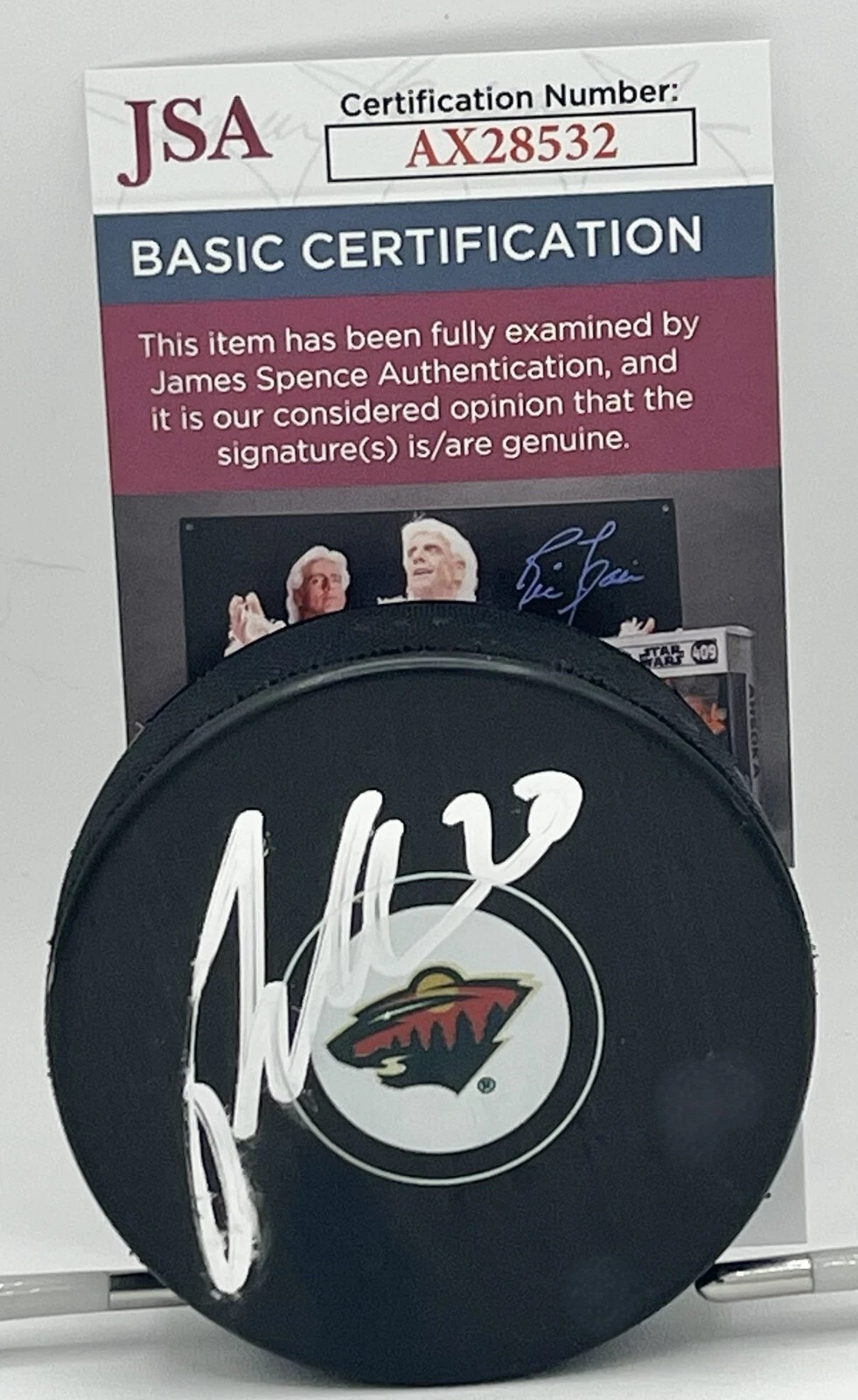 Patrick Maroon signed Minnesota Wild Logo Puck autographed JSA COA