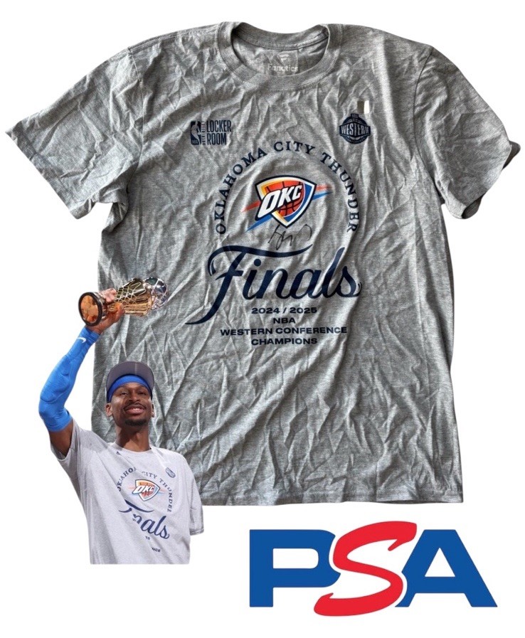 Shai Gilgeous-Alexander Signed 2025 Western Champions NBA FINALS Shirt OKC PSA