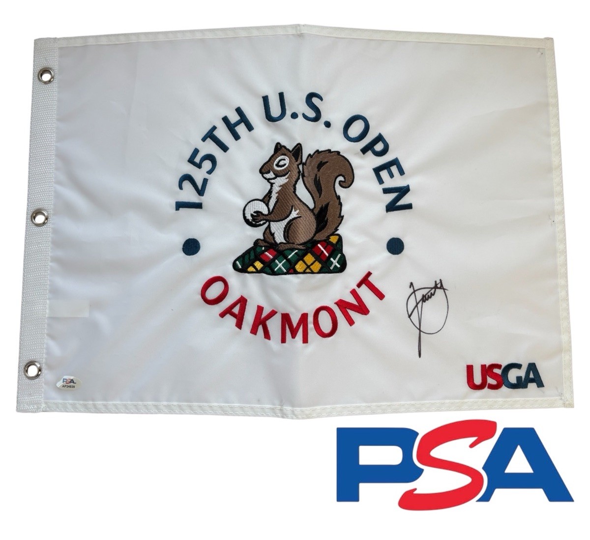 Xander Schauffele Signed 2025 125th US OPEN CHAMPIONSHIP Golf Flag OAKMONT PSA