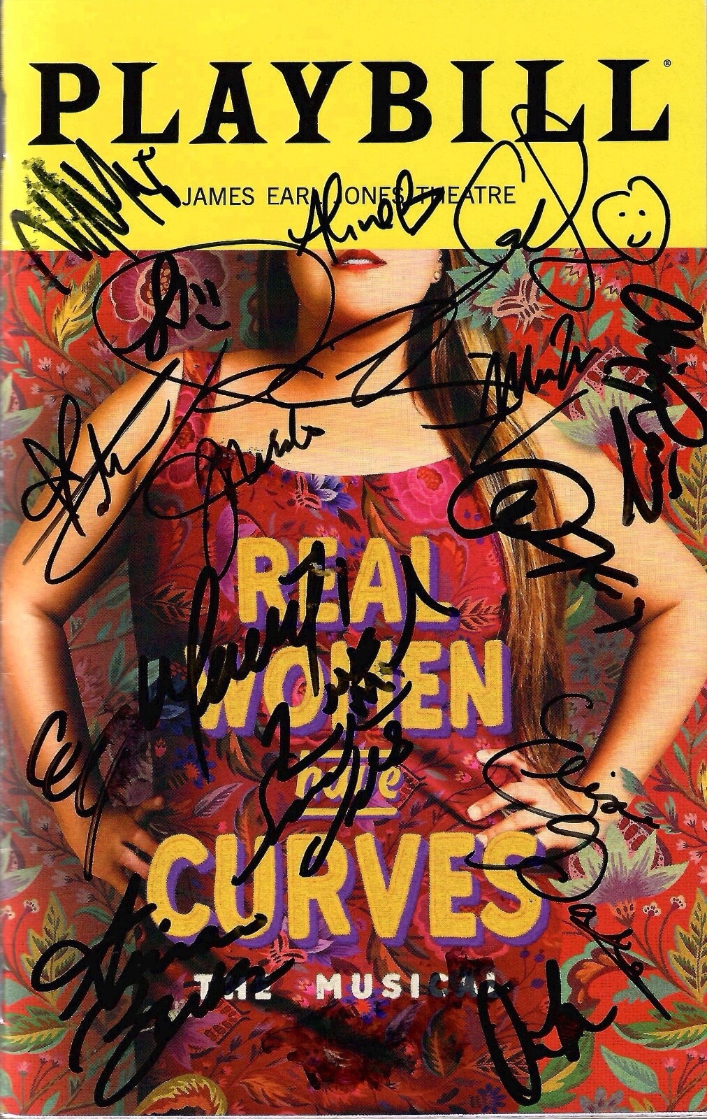 REAL WOMEN HAVE CURVES SIGNED NYC PLAYBILL+COA         SIGNED BY CAST ON COVER