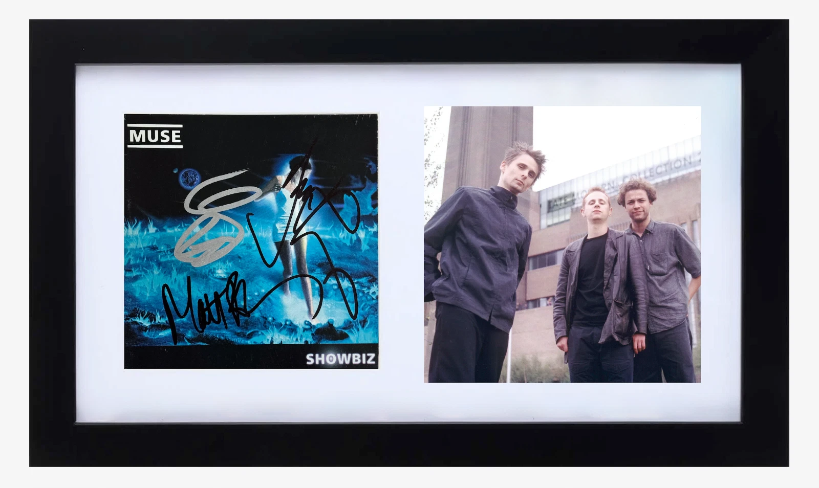 MUSE Band Signed Autograph Showbiz CD Cover Framed Matt Bellamy +2 Beckett COA
