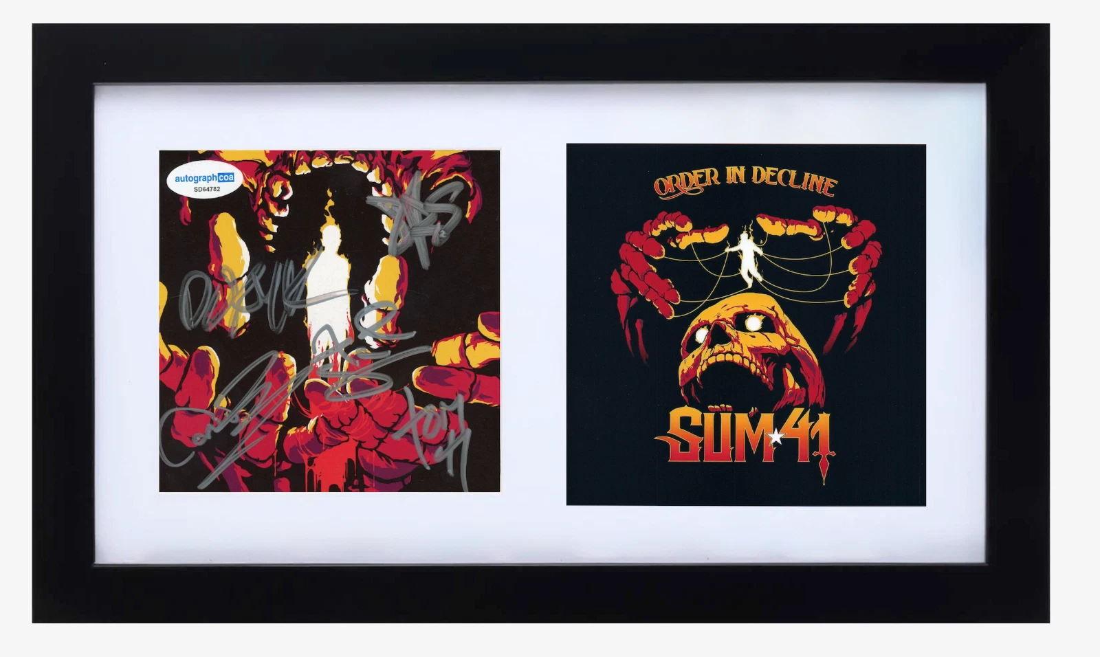Sum 41 Full Band Signed Autograph Order In Decline CD Cover Framed x5 ACOA COA