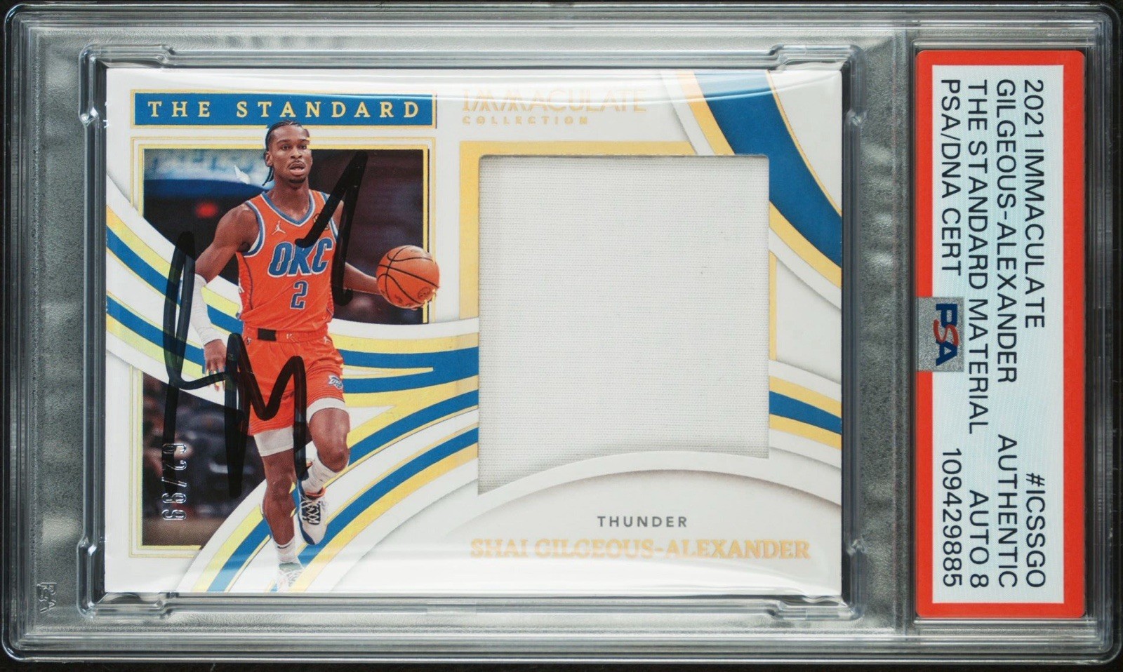 2021 Panini Immaculate Shai Gilgeous-Alexander Standard Material /99 PSA 8 AUTO