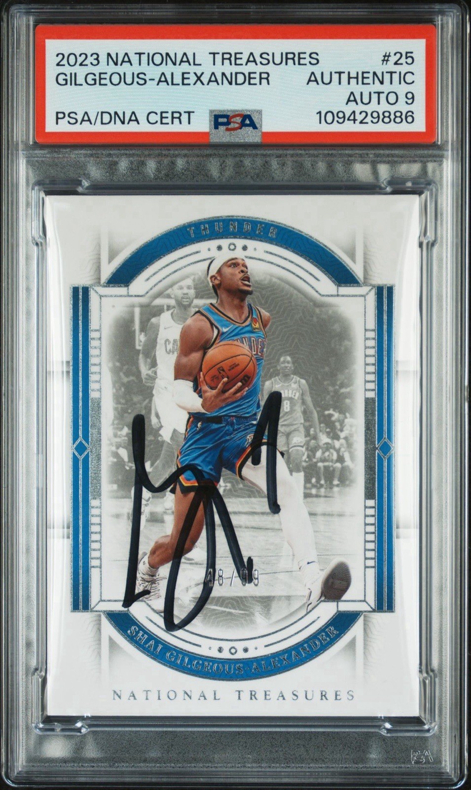 2023 Panini National Treasures #25 Shai Gilgeous-Alexander /99 PSA MINT 9 AUTO