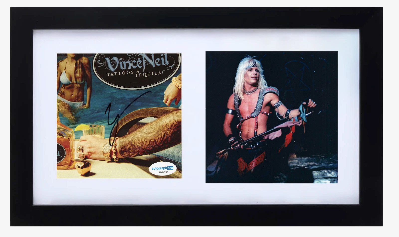 Vince Neil Signed Autograph Tattoos & Tequila CD Cover Framed Motley Crue ACOA