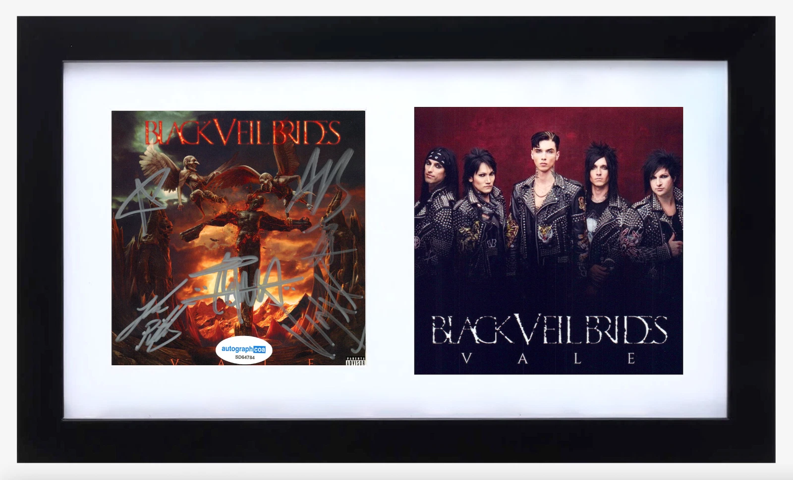 Black Veil Brides Signed Autograph Vale CD Cover Framed Andy Biersack Band ACOA