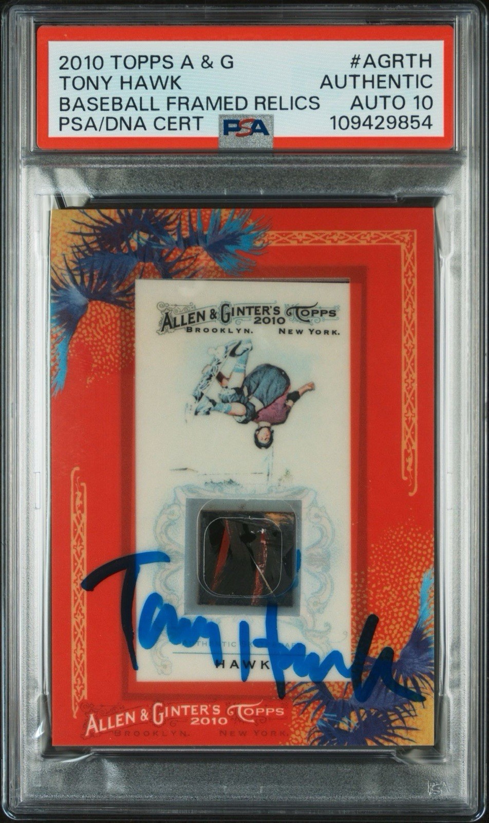 2010 Topps Allen & Ginters Tony Hawk Signed Framed Relics PSA GEM MINT 10 AUTO