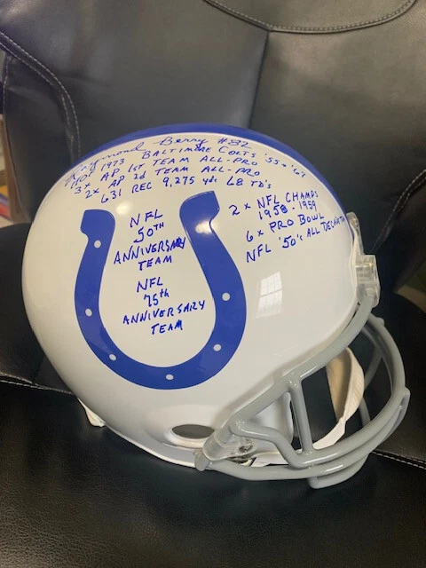 RAYMOND BERRY SIGNED FULL SIZE RIDDELL COLTS STAT HELMET+JSA    12 INSCRIPTIONS
