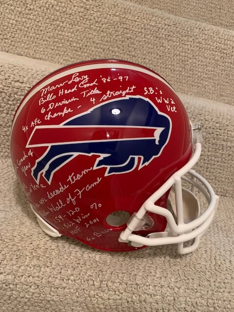 MARV LEVY SIGNED BUFFALO BILLS FULL SIZE RED HELMET     13 INSCRIPTIONS     JSA