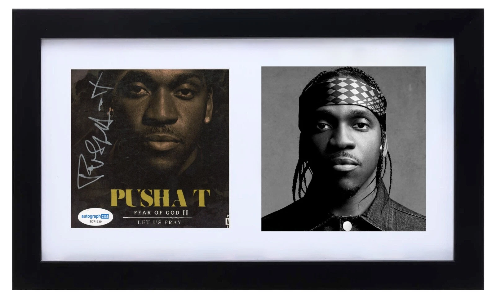 Pusha T Signed Autograph Fear of God II: Let Us Pray CD Cover Framed Rapper ACOA