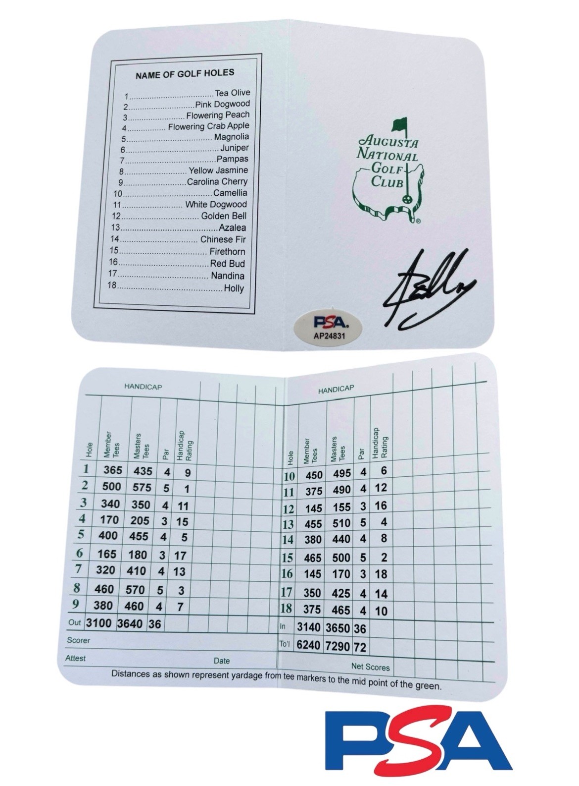 Jose Luis Ballester Signed Masters Scorecard Augusta National Golf PSA AUTO LIV