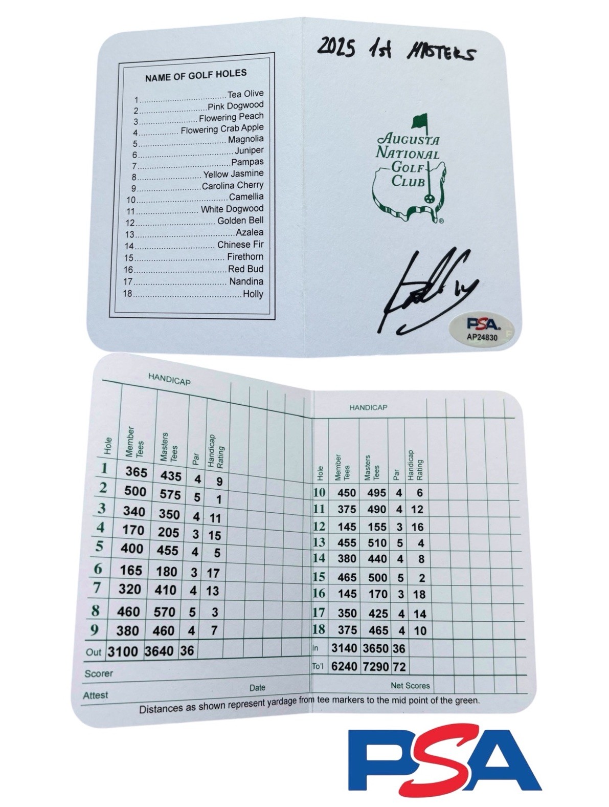 Jose Luis Ballester Signed 2025 1st Masters Scorecard Augusta Golf PSA AUTO LIV