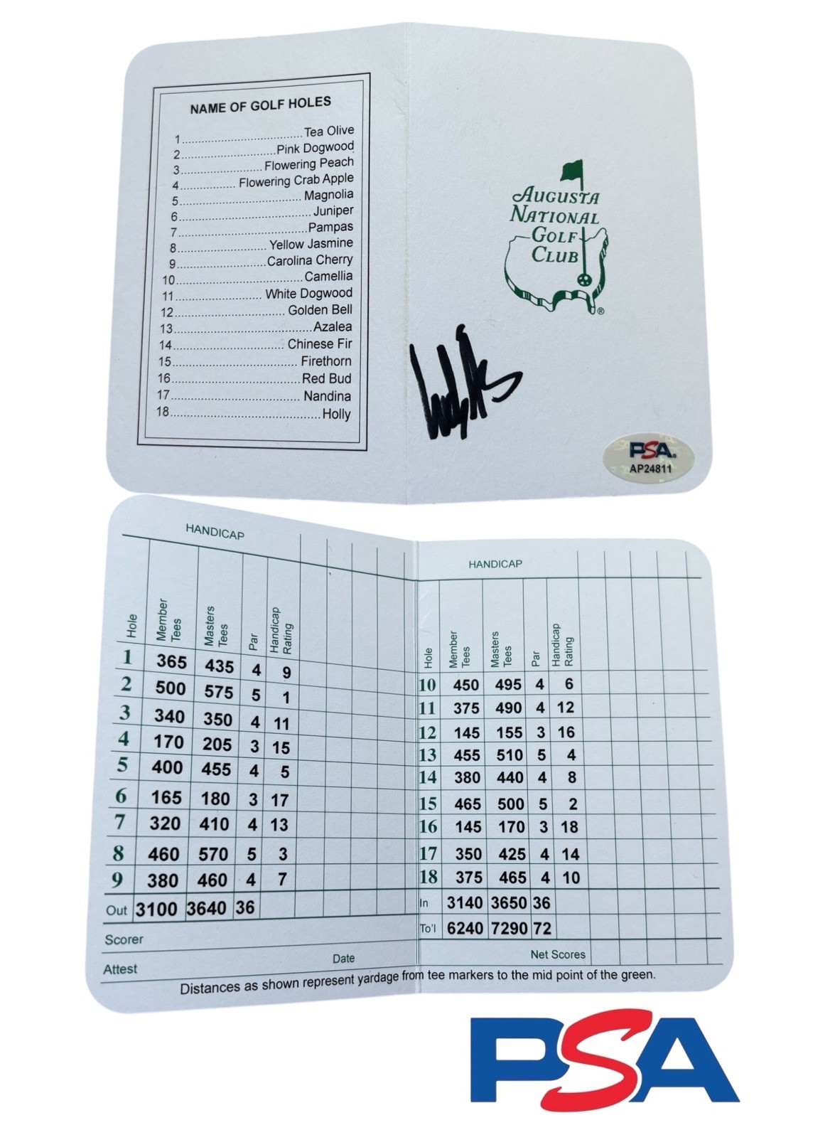 Ludvig Aberg Signed Masters Scorecard Augusta National Golf Club PSA/DNA AUTO