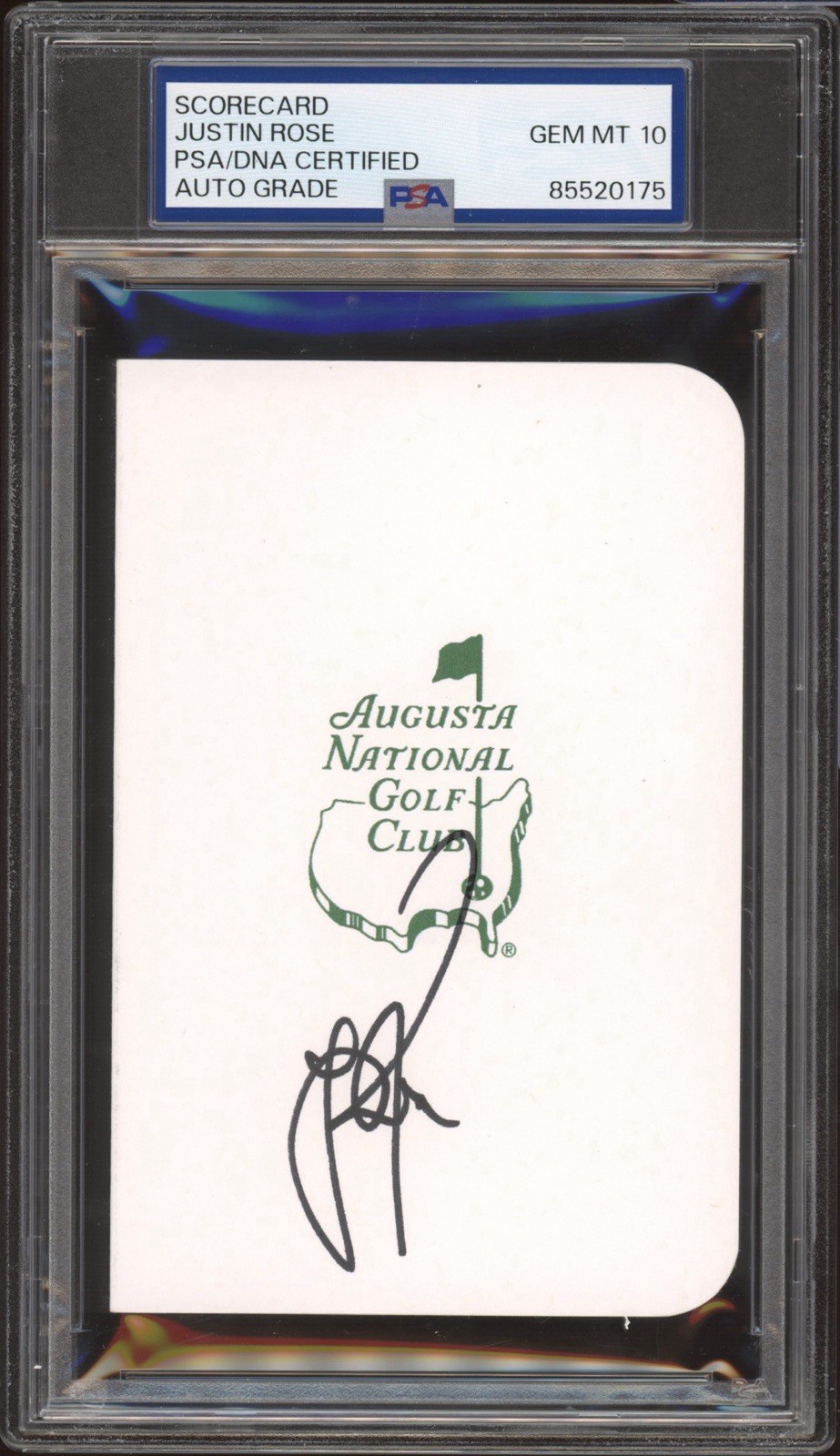 Justin Rose Signed Masters Golf Scorecard PSA GEM MINT 10 AUTO Augusta National