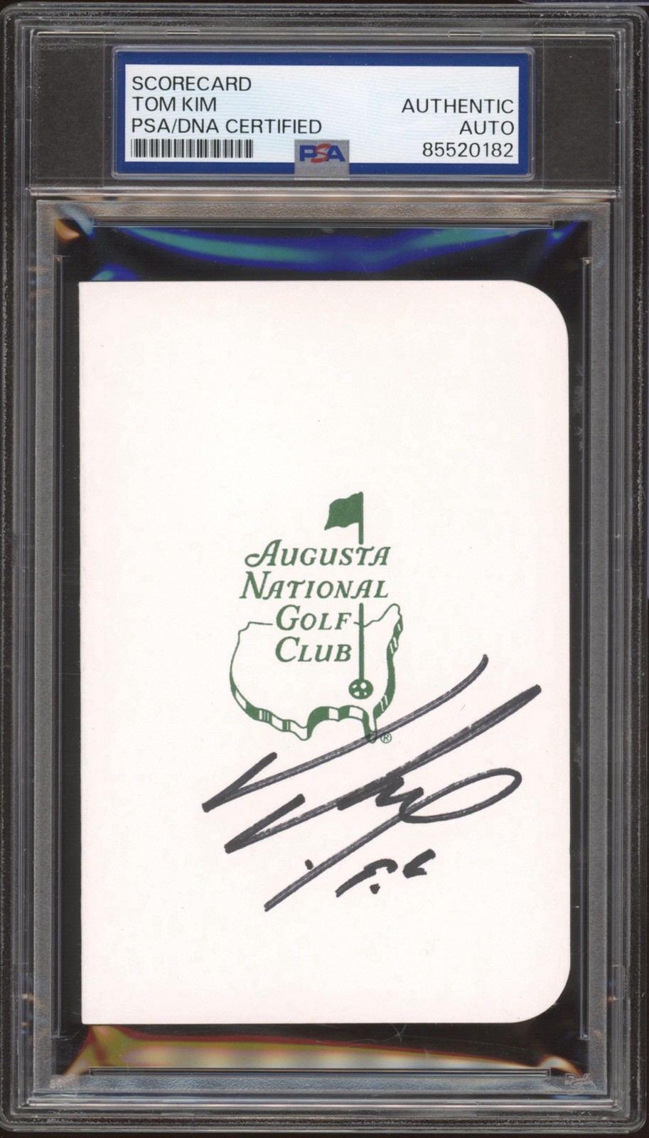 Tom Kim Signed Masters Scorecard PSA AUTO Augusta National Golf Club PGA