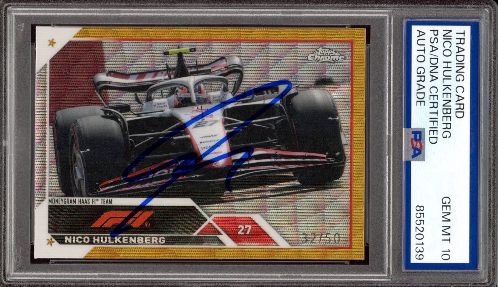 2023 Topps Chrome F1 #120 Nico Hulkenberg Gold Refractor /50 PSA GEM MT 10 AUTO