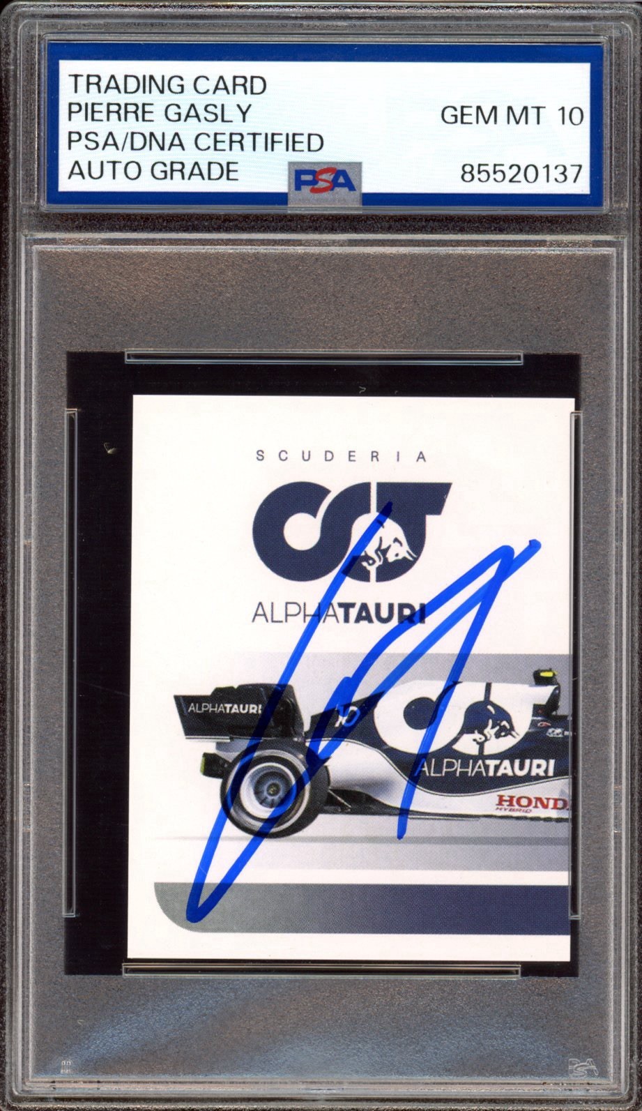 2021 Topps F1 Stickers #145 Pierre Gasly Signed Rookie Card PSA GEM MT 10 AUTO