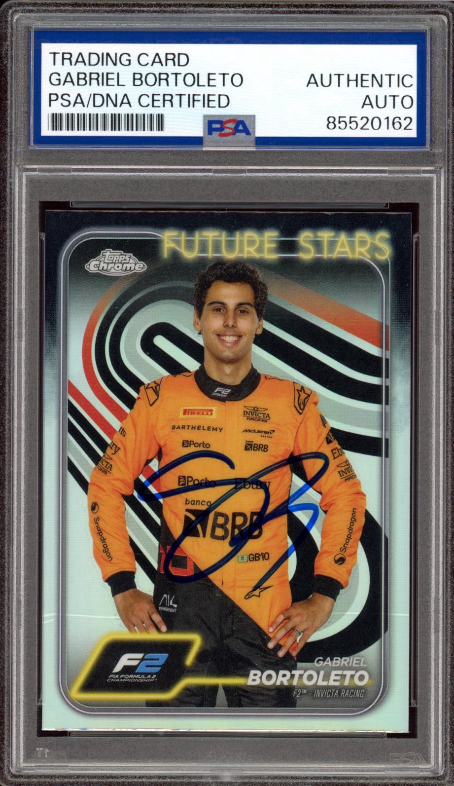 2024 Topps Chrome F1 #28 Gabriel Bortoleto Signed Refractor Rookie PSA AUTO RC