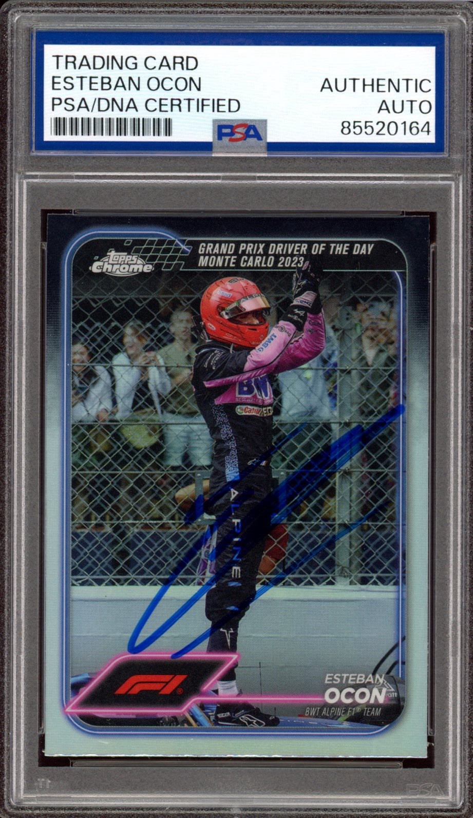 2024 Topps Chrome F1 #164 Esteban Ocon Signed Refractor Card PSA/DNA AUTO Alpine