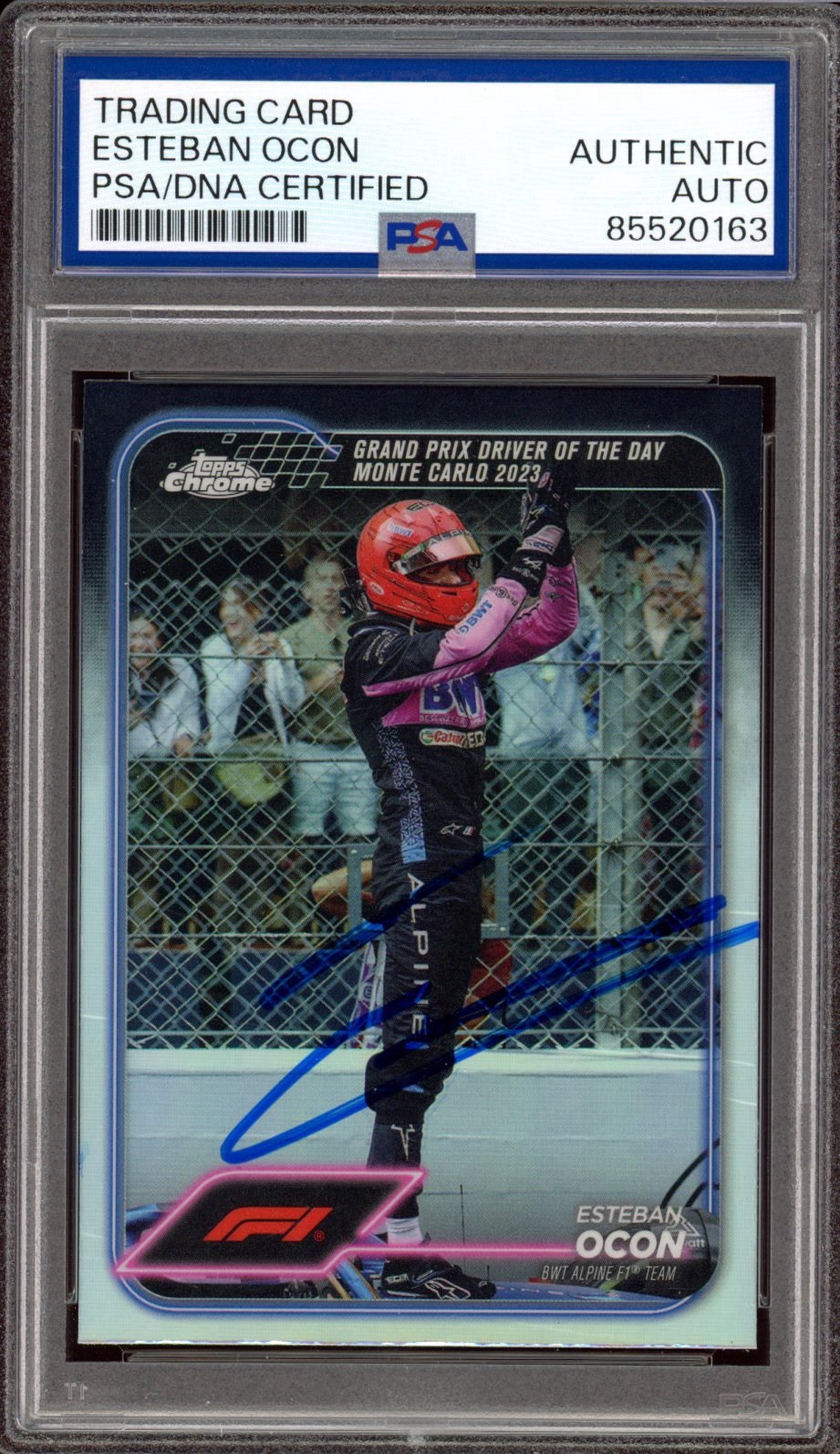 2024 Topps Chrome F1 #164 Esteban Ocon Signed Refractor Card PSA/DNA AUTO Alpine