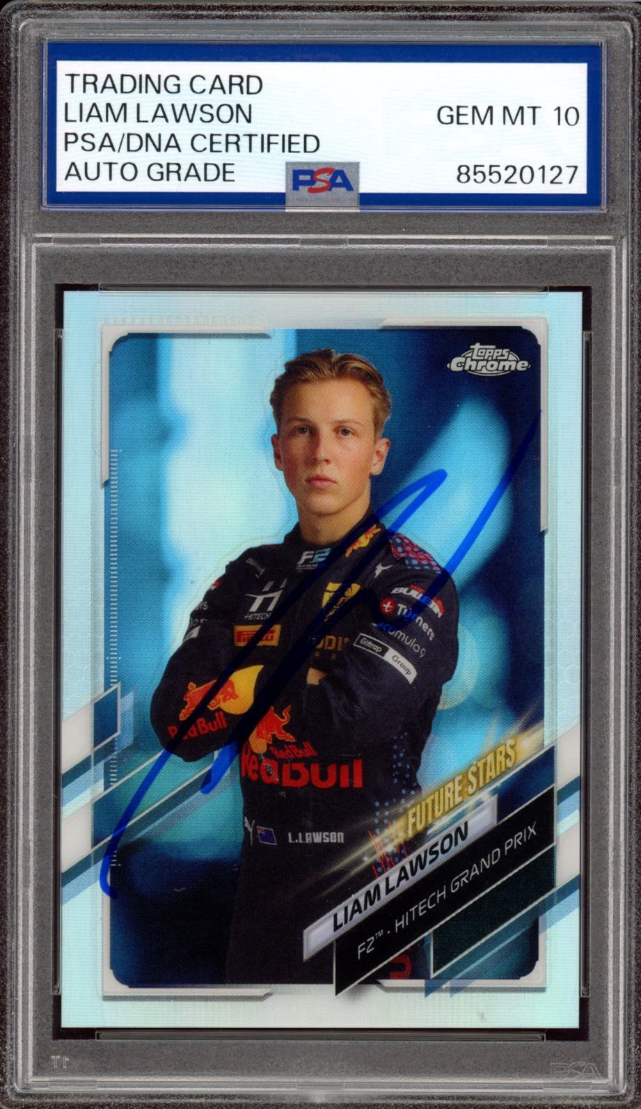 2021 Topps Chrome F1 #68 Liam Lawson Signed Refractor Rookie PSA GEM 10 AUTO RC