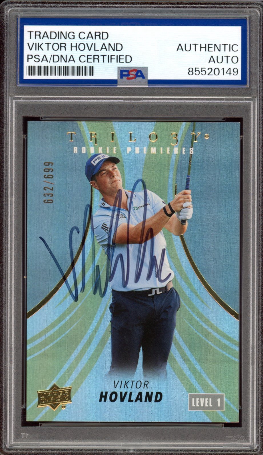 2024 Upper Deck Portfolio Golf #11 Viktor Hovland Rookie Premieres /699 PSA AUTO