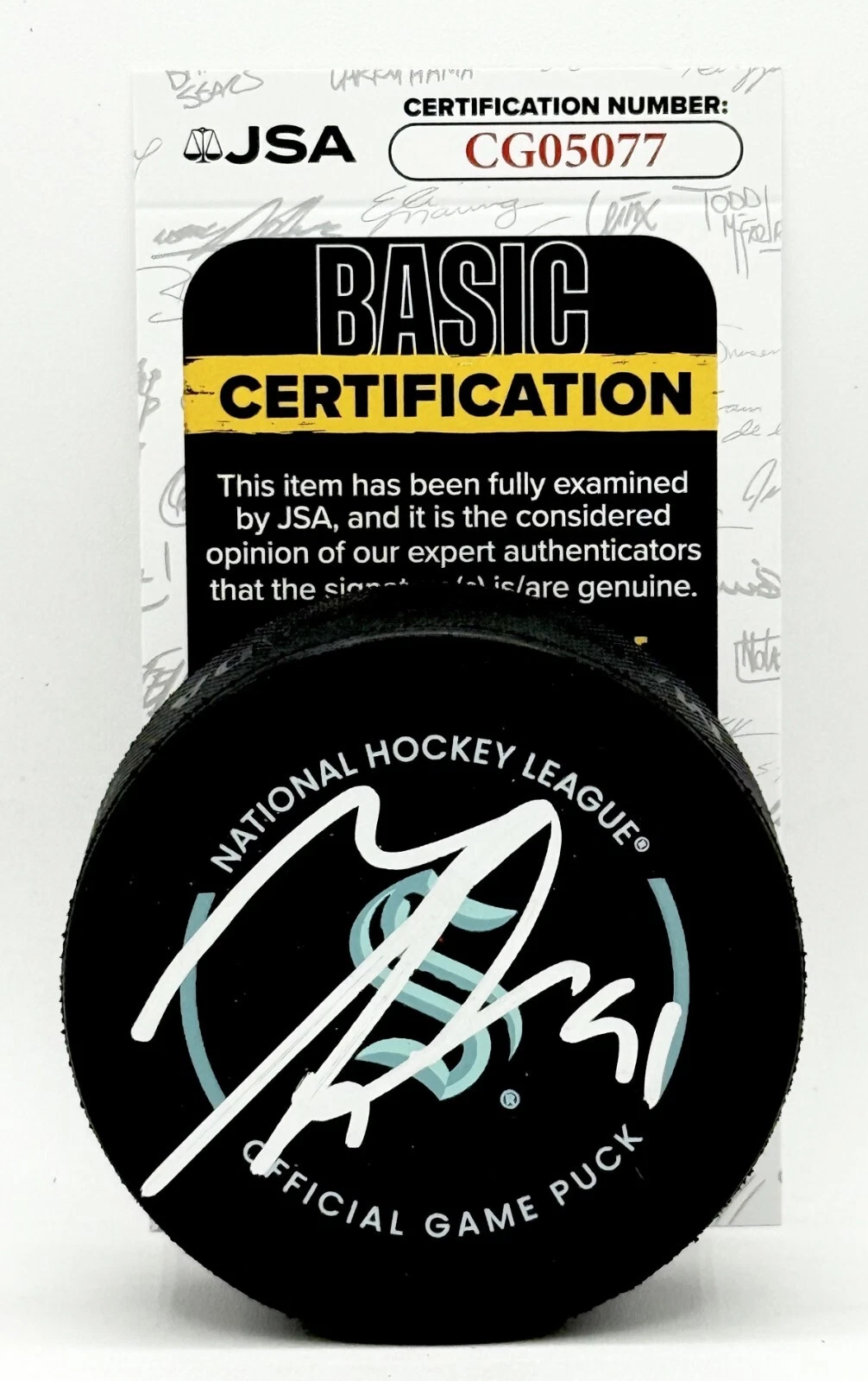 Shane Wright signed Seattle Kraken Official Game Puck autographed JSA