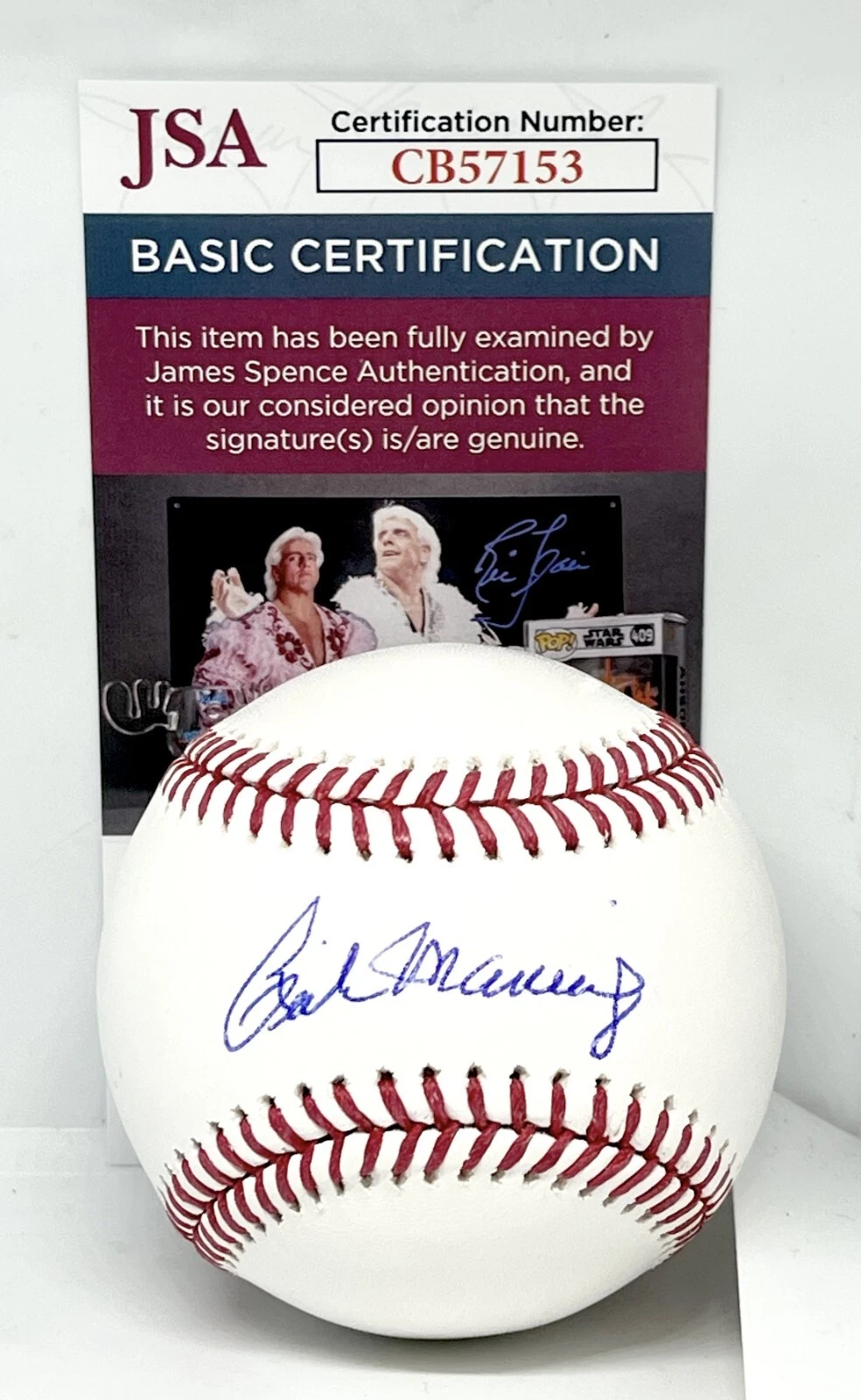 Rick Manning Indians Brewers signed Official MLB Baseball Ball autographed JSA