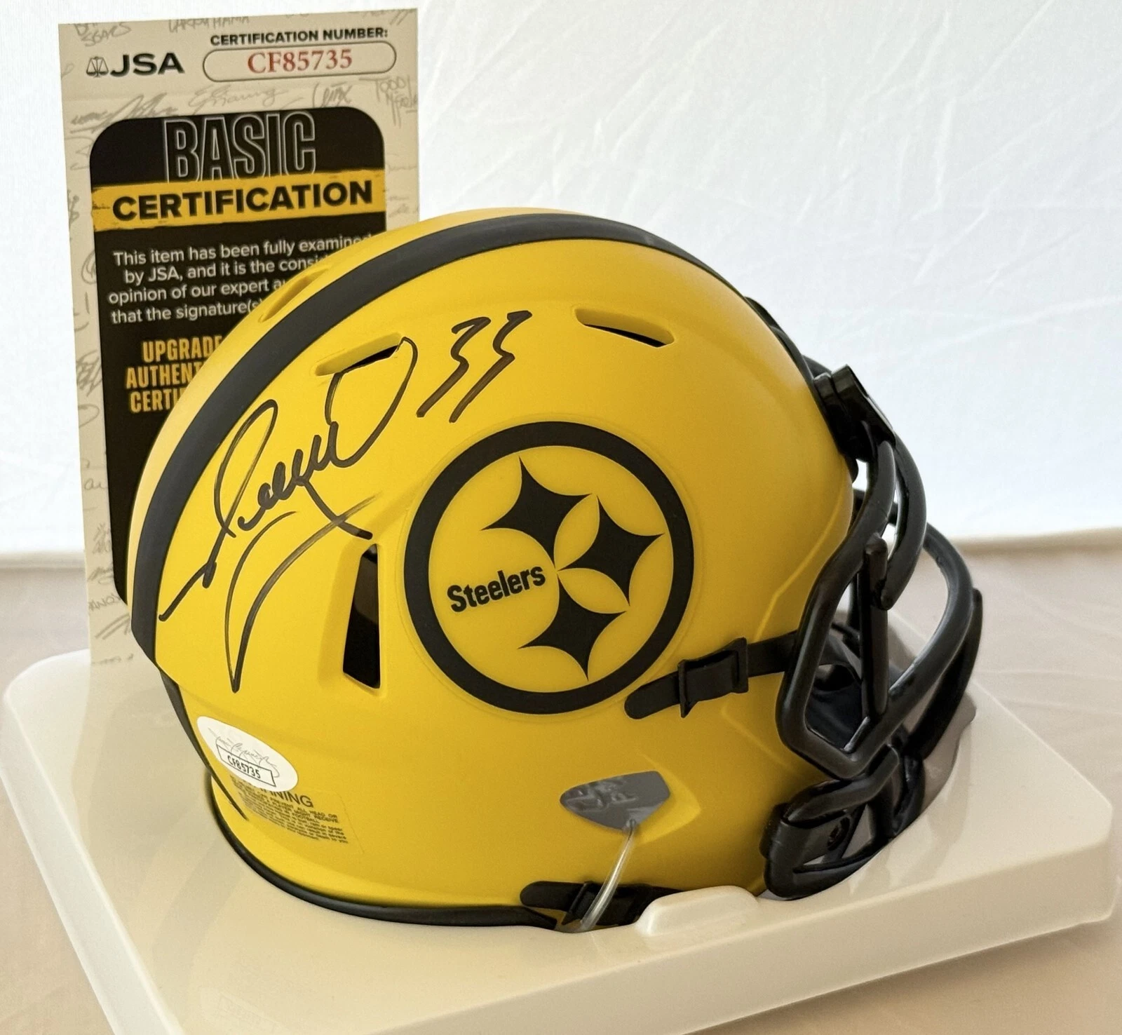 Merril Hoge signed Pittsburgh Steelers Rave mini helmet autographed JSA