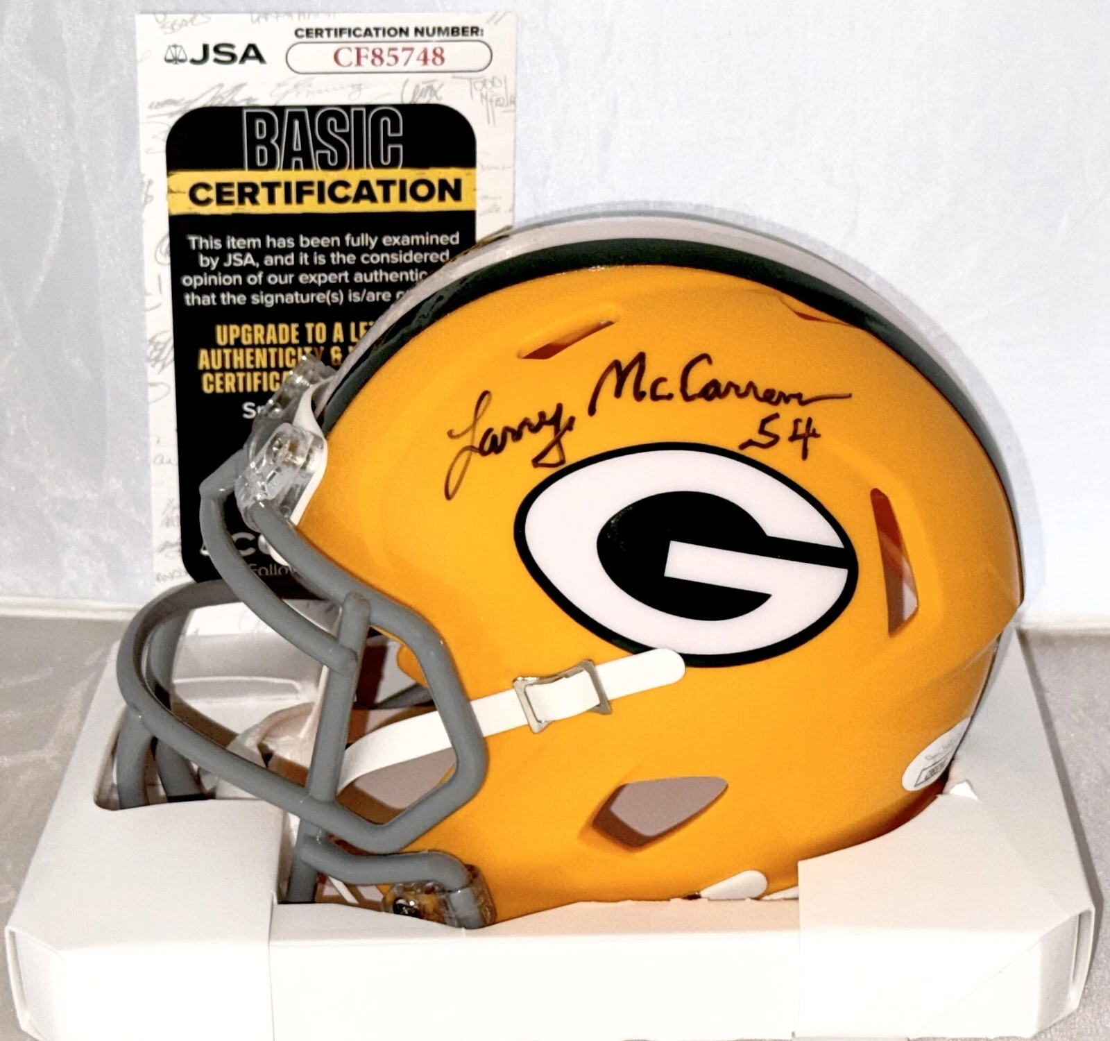 Larry McCarren signed Green Bay Packers Throwback mini helmet autographed 2 JSA