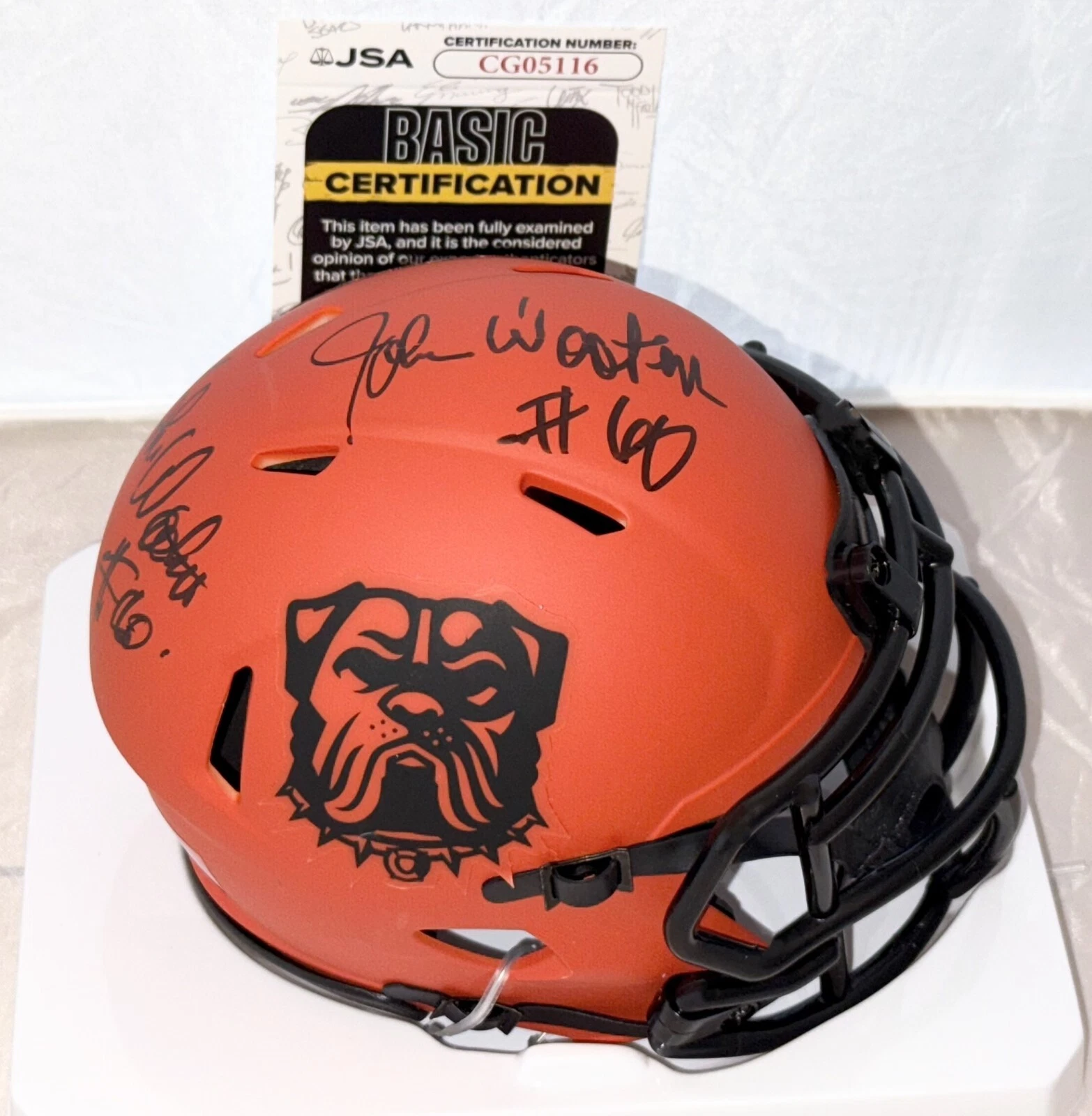 John Wooten signed Cleveland Browns Rave mini helmet autographed JSA