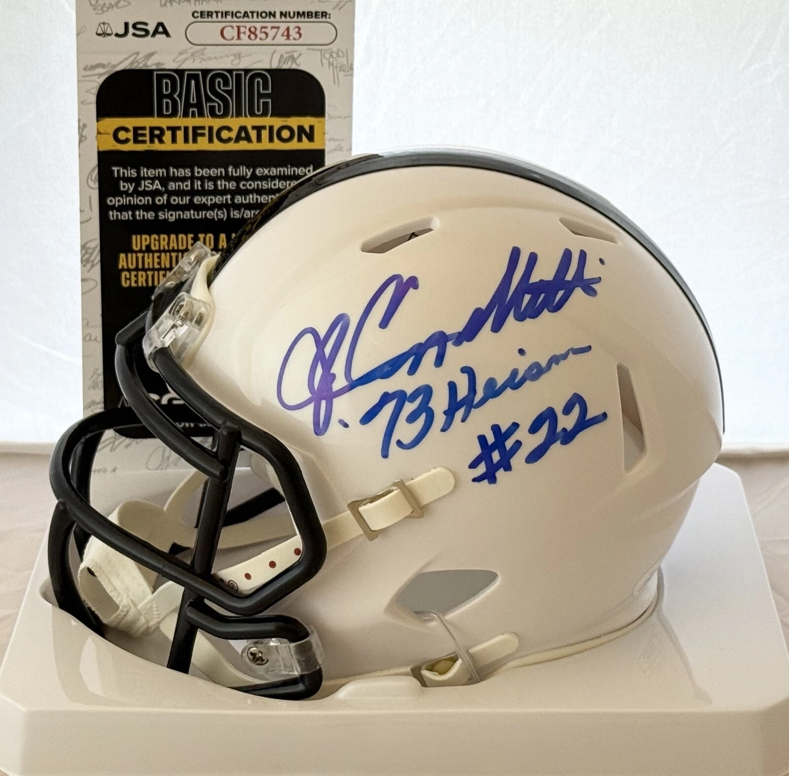 John Cappelletti signed Penn State Nittany Lions mini helmet W/ Heisman Insc JSA