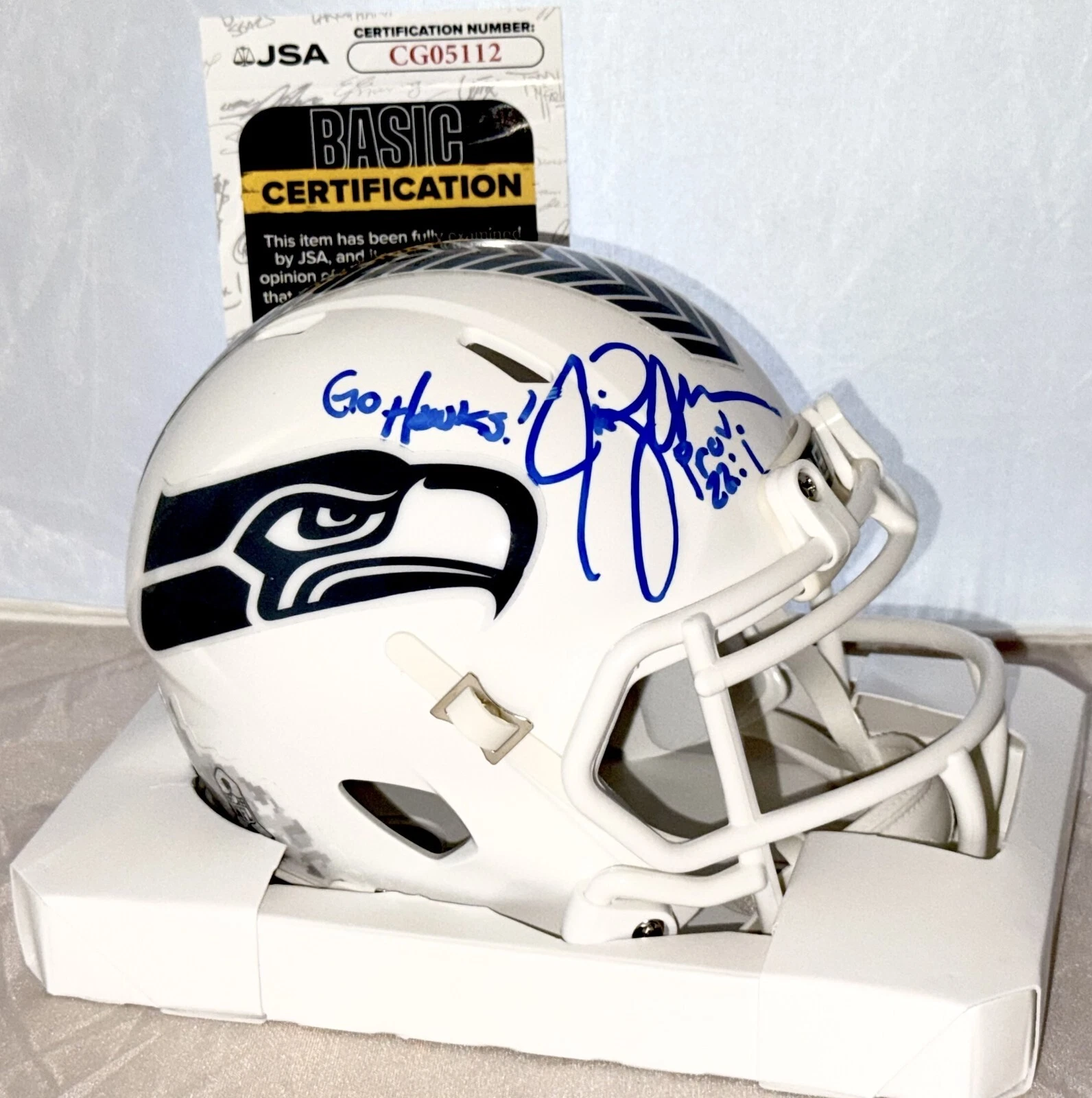 Jim Zorn signed Seattle Seahawks Salute To Service mini helmet autographed JSA