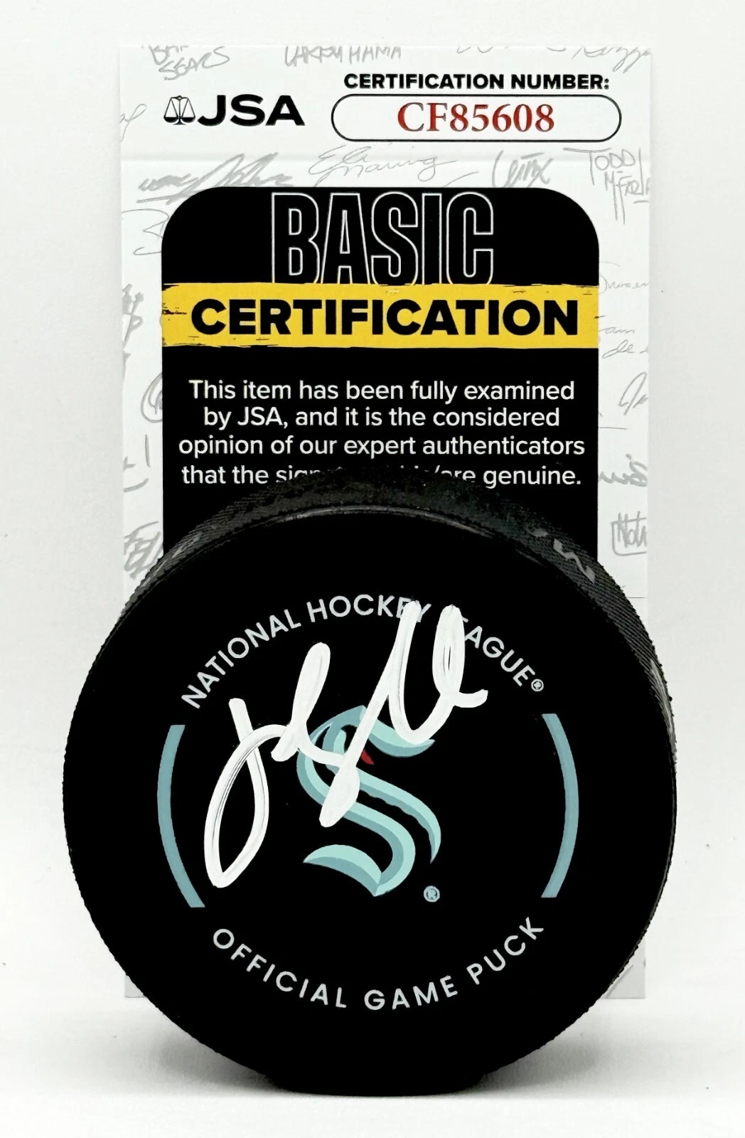 Jessica Campbell signed Seattle Kraken Official Game Puck autographed JSA