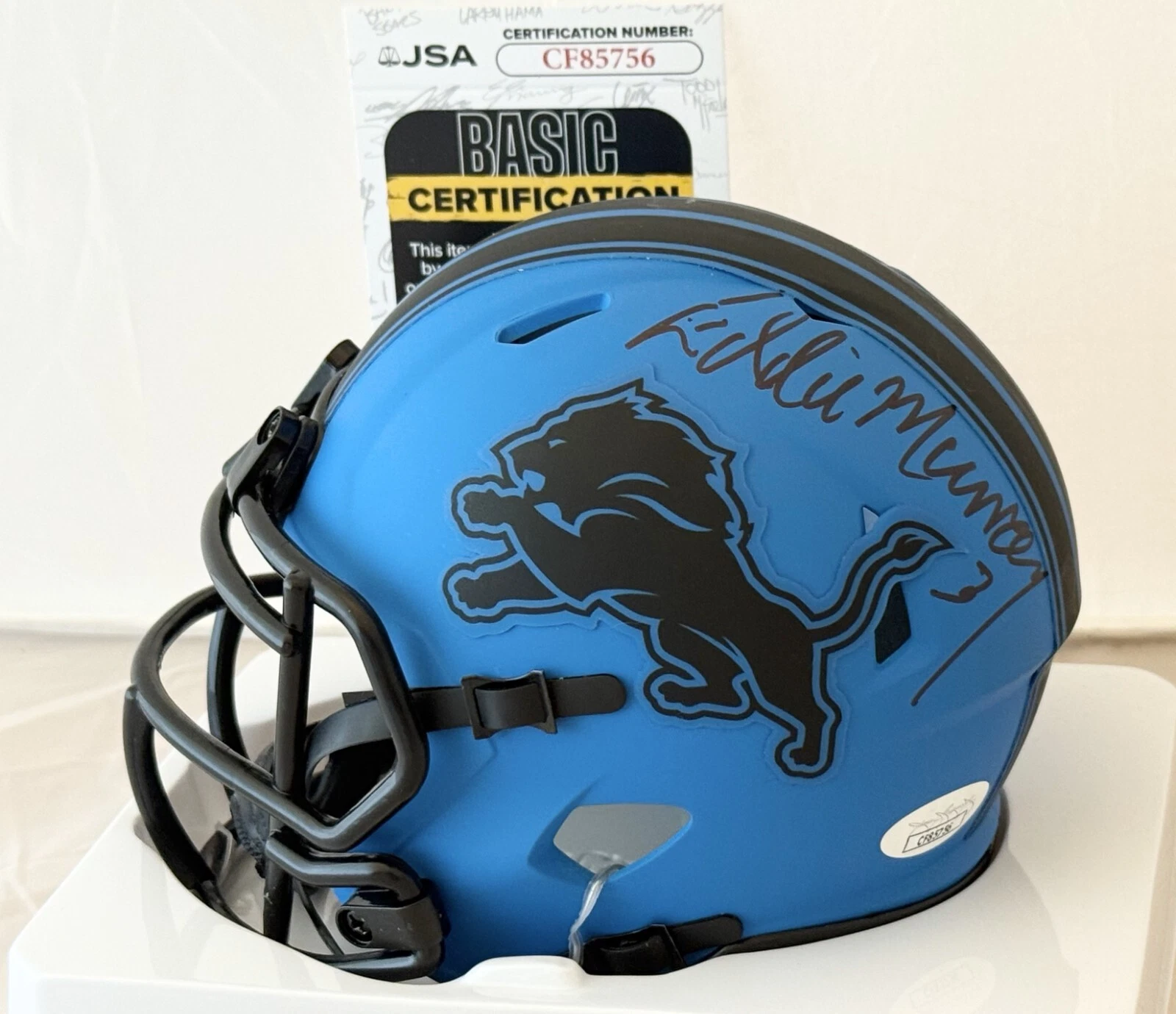 Eddie Murray signed Detroit Lions Rave mini helmet autographed JSA