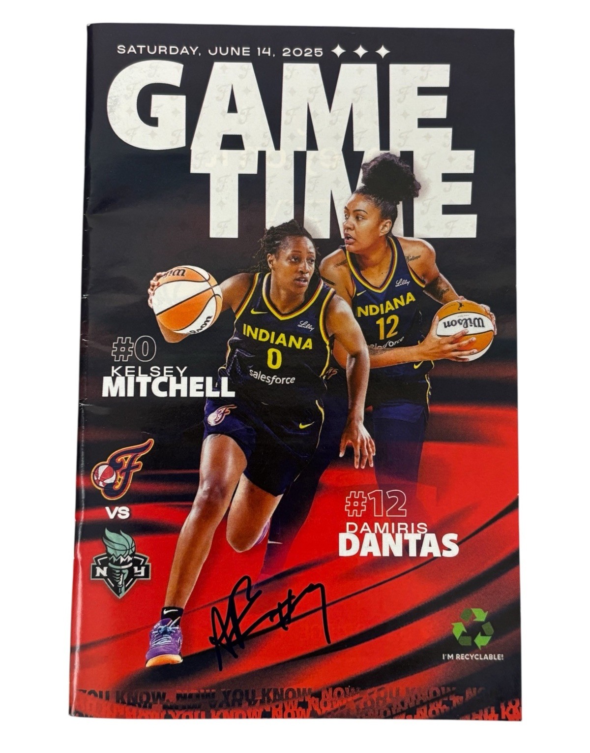 Aliyah Boston Signed Indiana Fever Game Time Program 6/14/25 Auto 10 Pts 11 Rebs