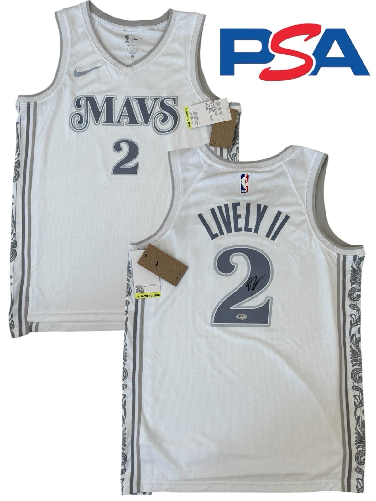 Dereck Lively II Signed 2024-25 Dallas Mavericks #2 City Edition Jersey PSA AUTO