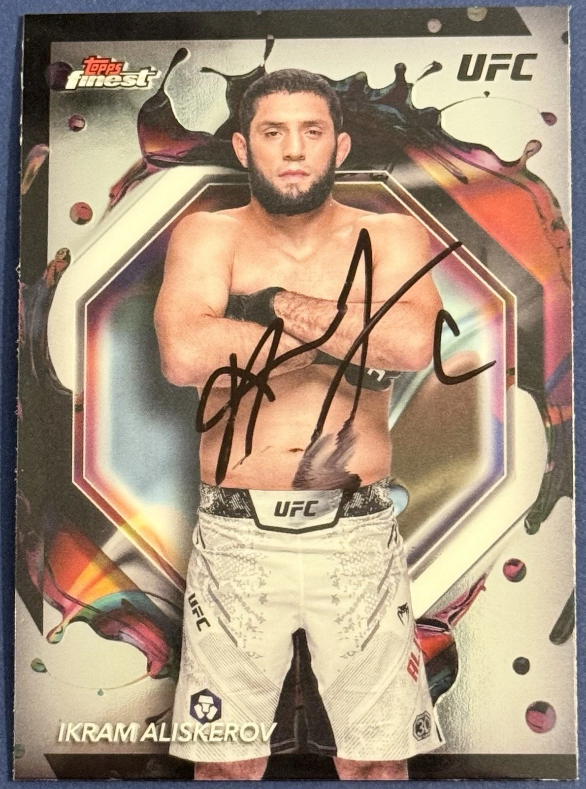 Ikram Aliskerov Signed 2024 Topps Finest Rare Base UFC Card BAS Beckett COA