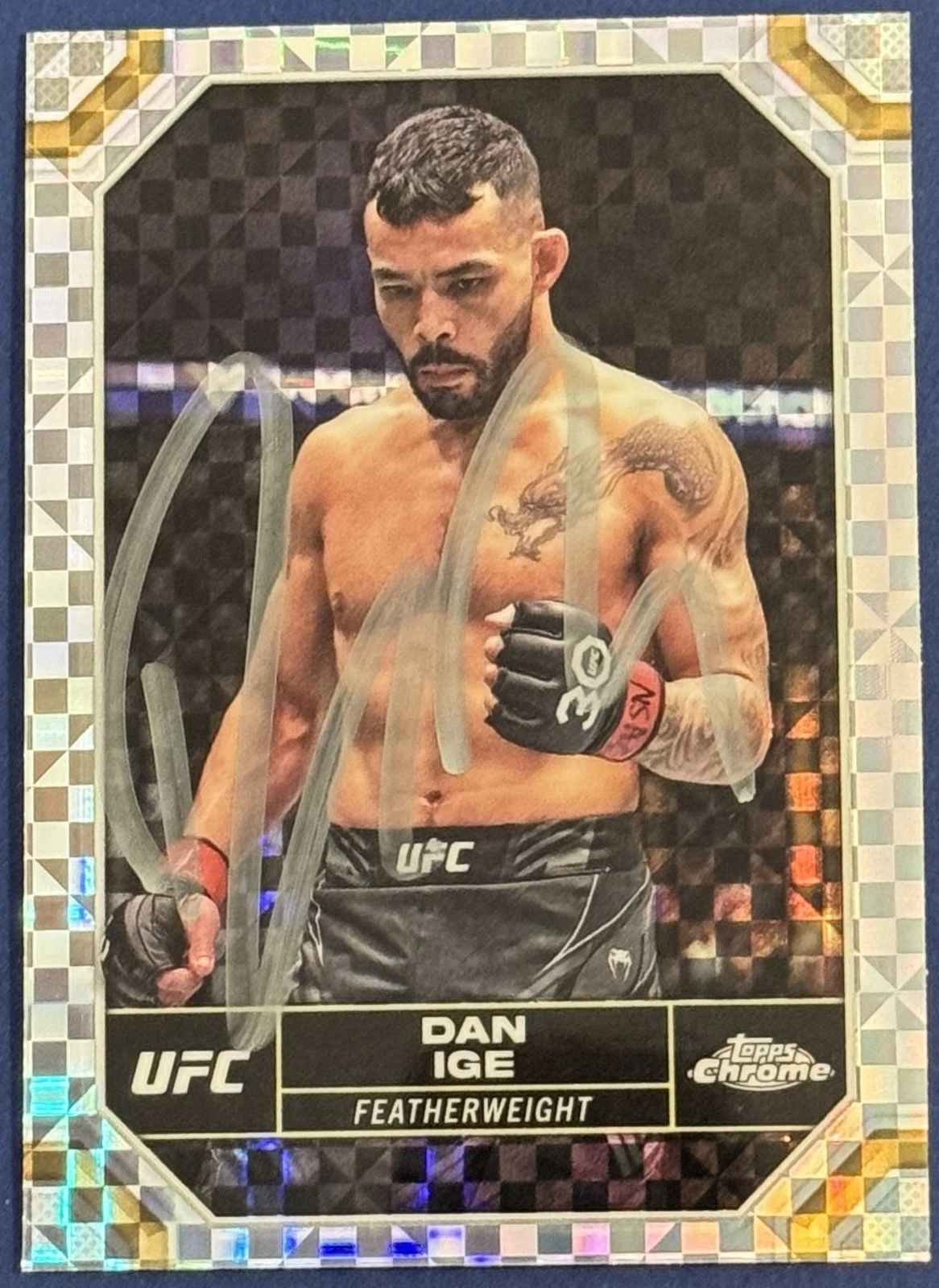 Dan Ige Signed 2024 Topps Chrome Refractor UFC Base Card BAS Beckett COA