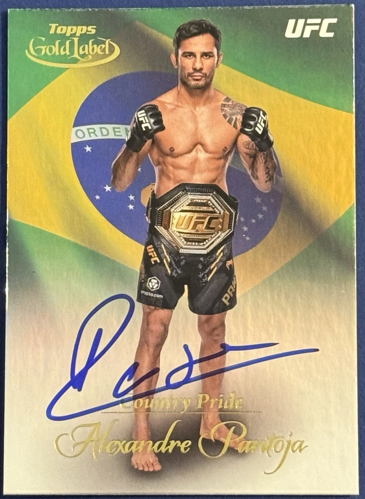 Alexandre Pantoja Signed 2024 Topps Gold Label Country UFC Card BAS Beckett COA