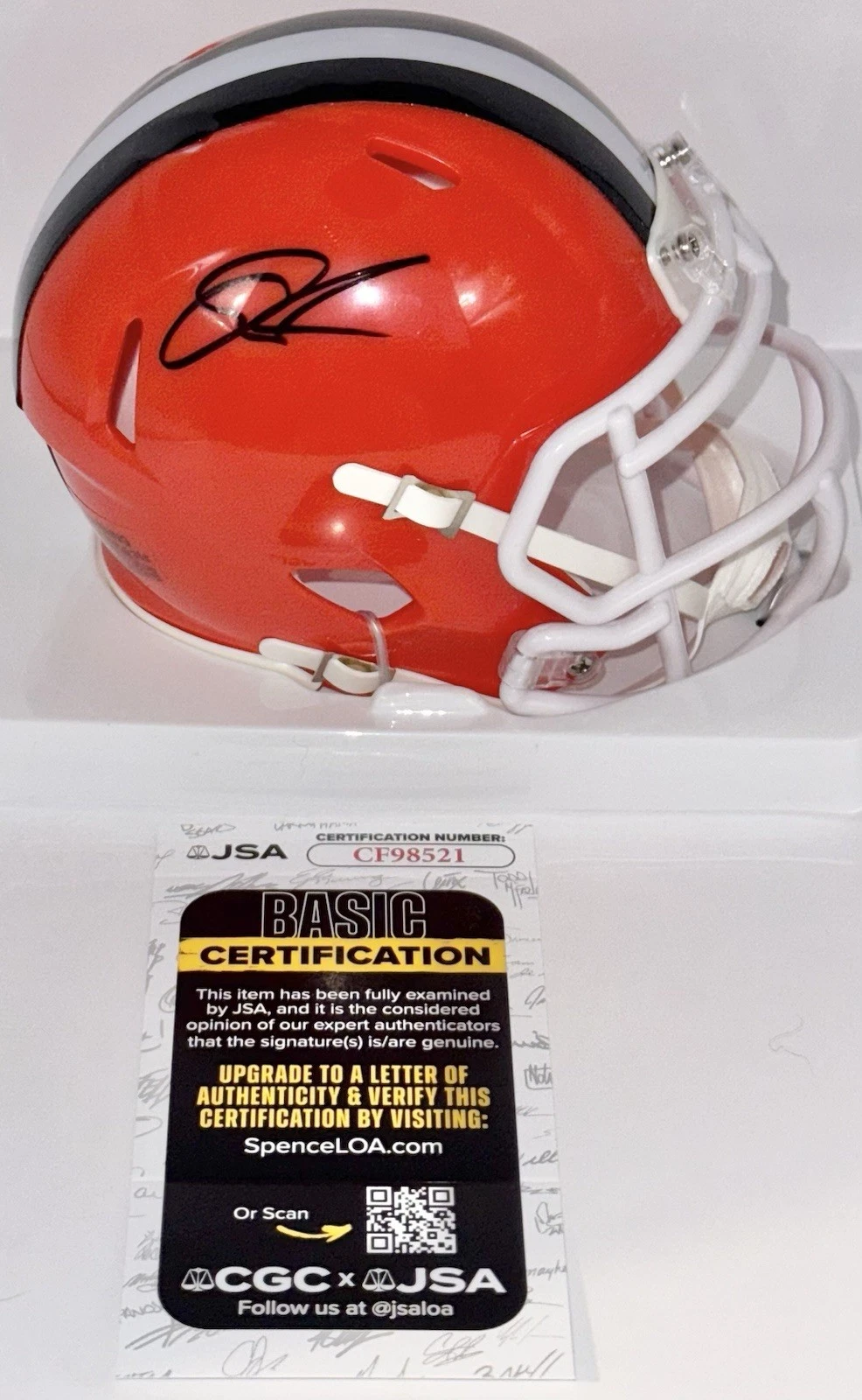 Quinshon Judkins Signed Autographed Cleveland Browns Mini Helmet JSA COA