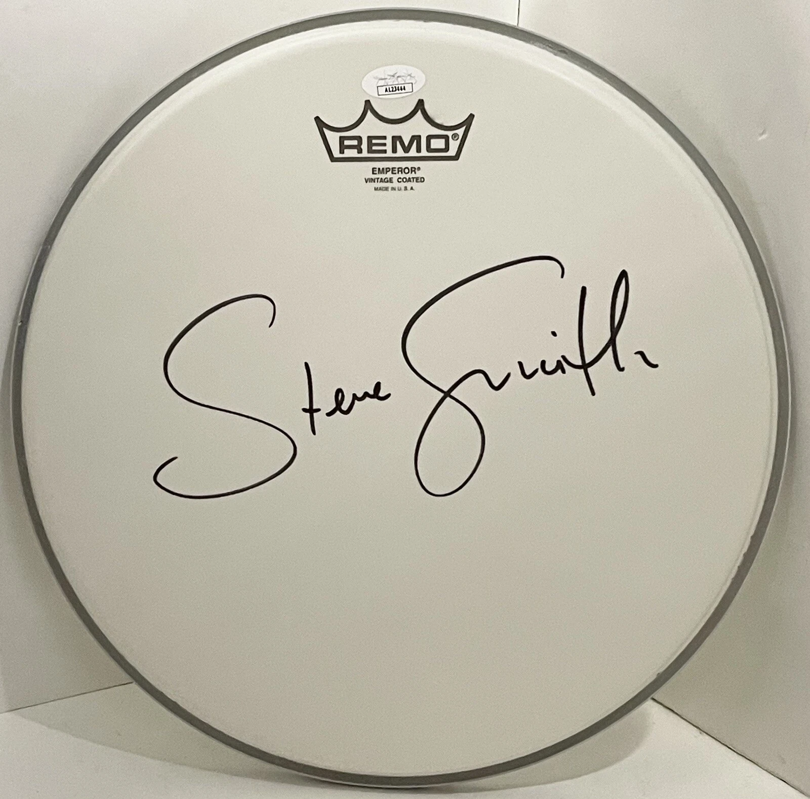 STEVE SMITH SIGNED AUTOGRAPHED JOURNEY 12 INCH DRUMHEAD DON’T STOP BELIEVIN JSA COLLECTIBLE MEMORABILIA