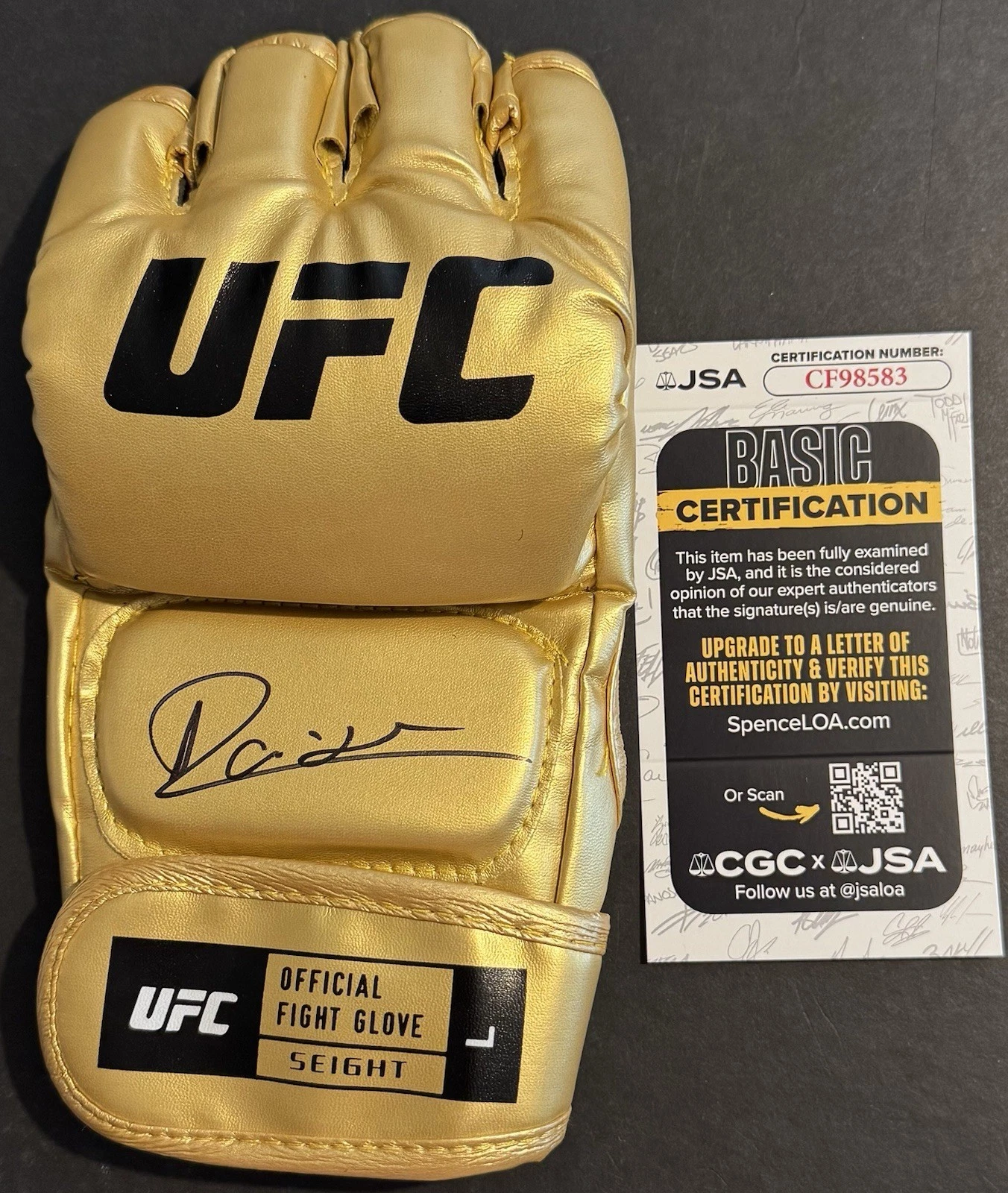 Alexandre Pantoja Signed Autographed Gold UFC Fight Glove JSA COA The Cannibal